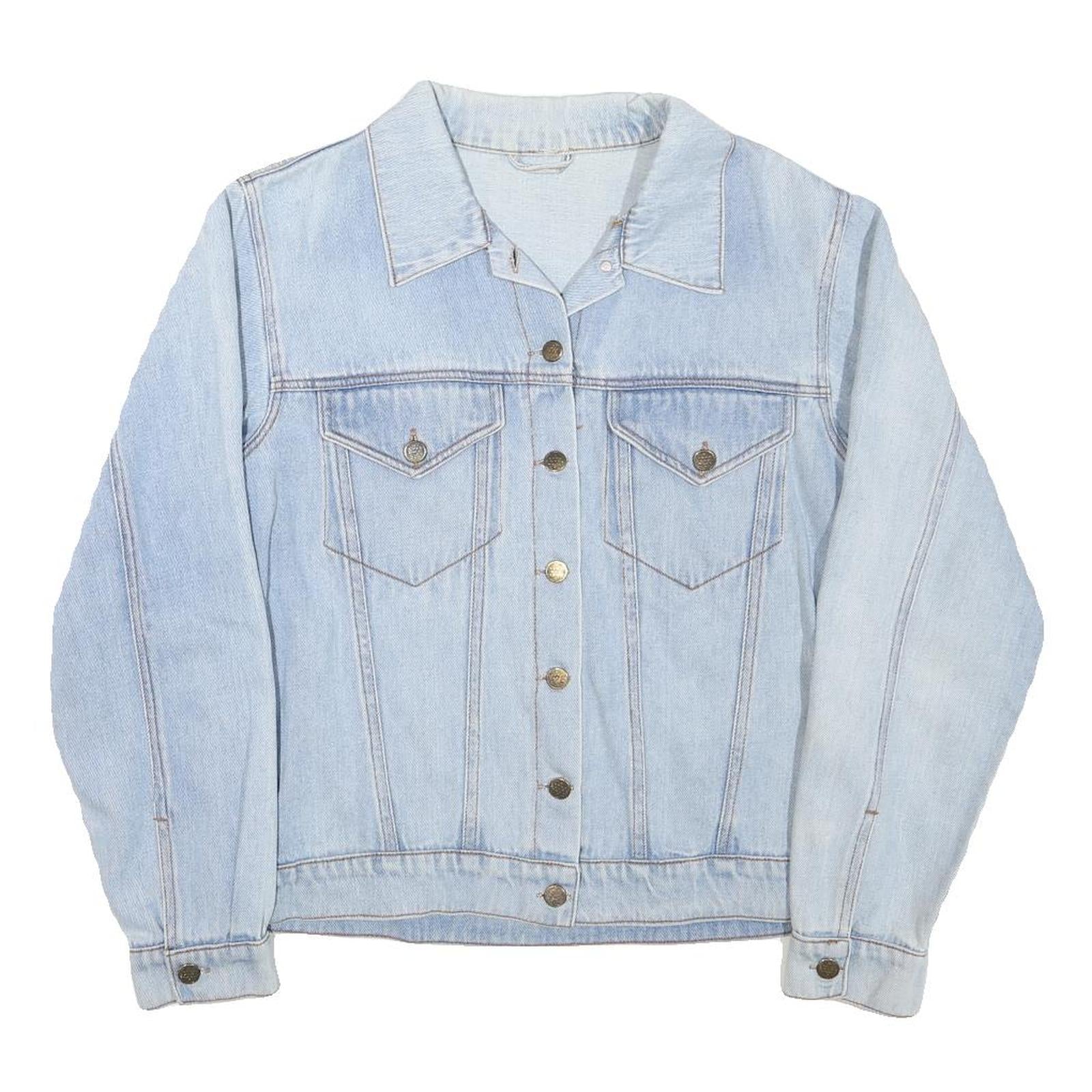 Womens Blue Denim Style Cotton Blend Jacket M Button Closure Classic Fit Refurbished - N/A refurbished available on Cerqular