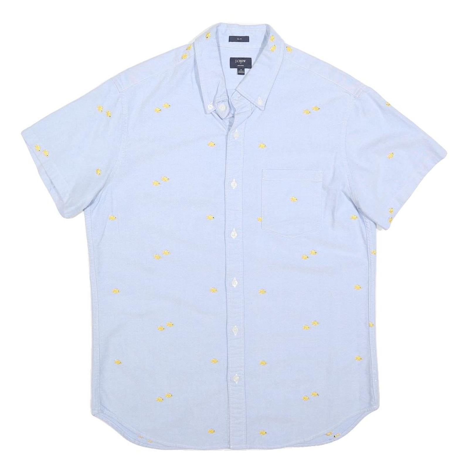 J.CREW Mens Blue Shirt M Cotton Blend Button Down Short Sleeve Casual Summer Refurbished - N/A refurbished available on Cerqular
