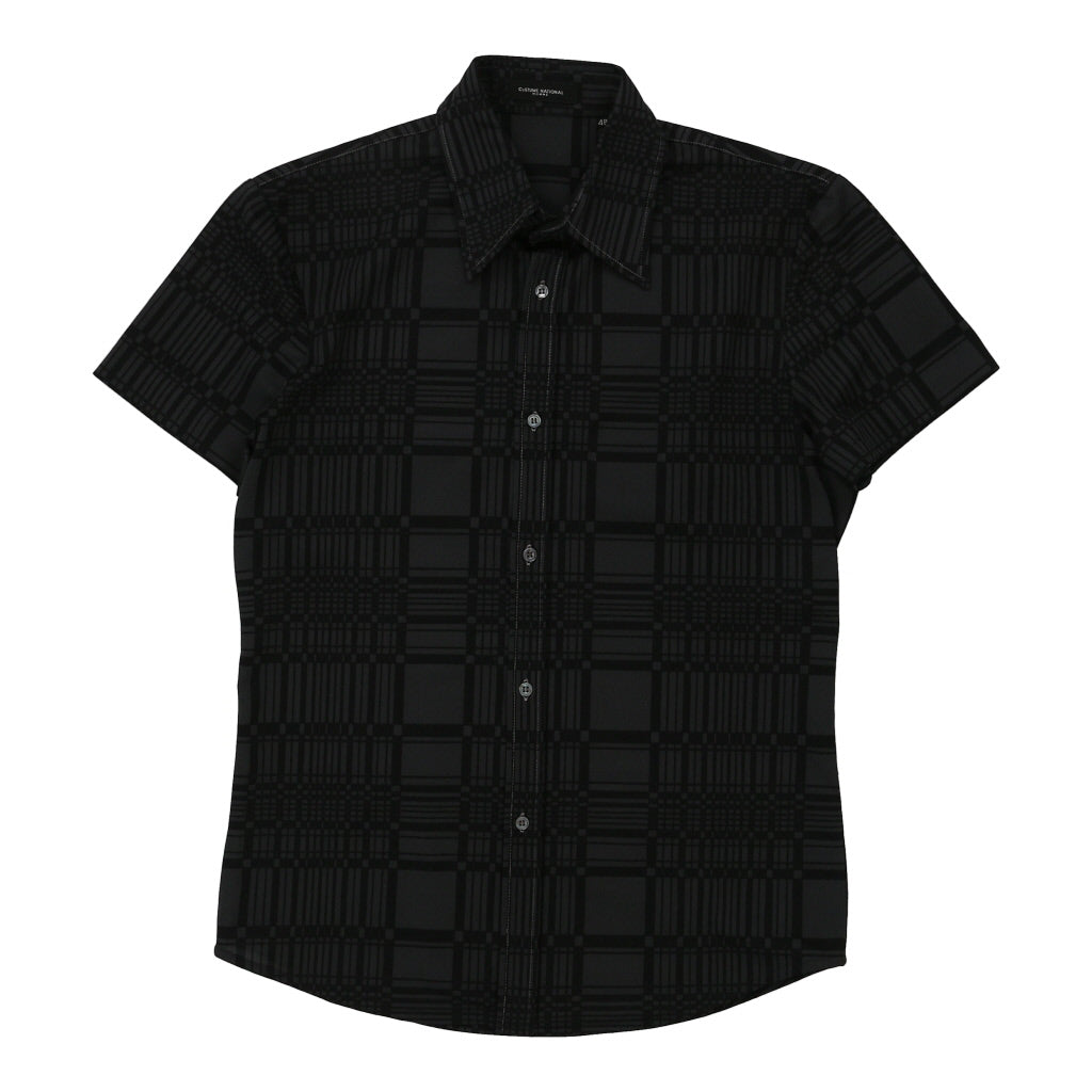 Costume National Checked Short Sleeve Shirt - Small Black Polyester Blend Refurbished - Thrifted (note: this is a term often used to describe second- refurbished available on Cerqular