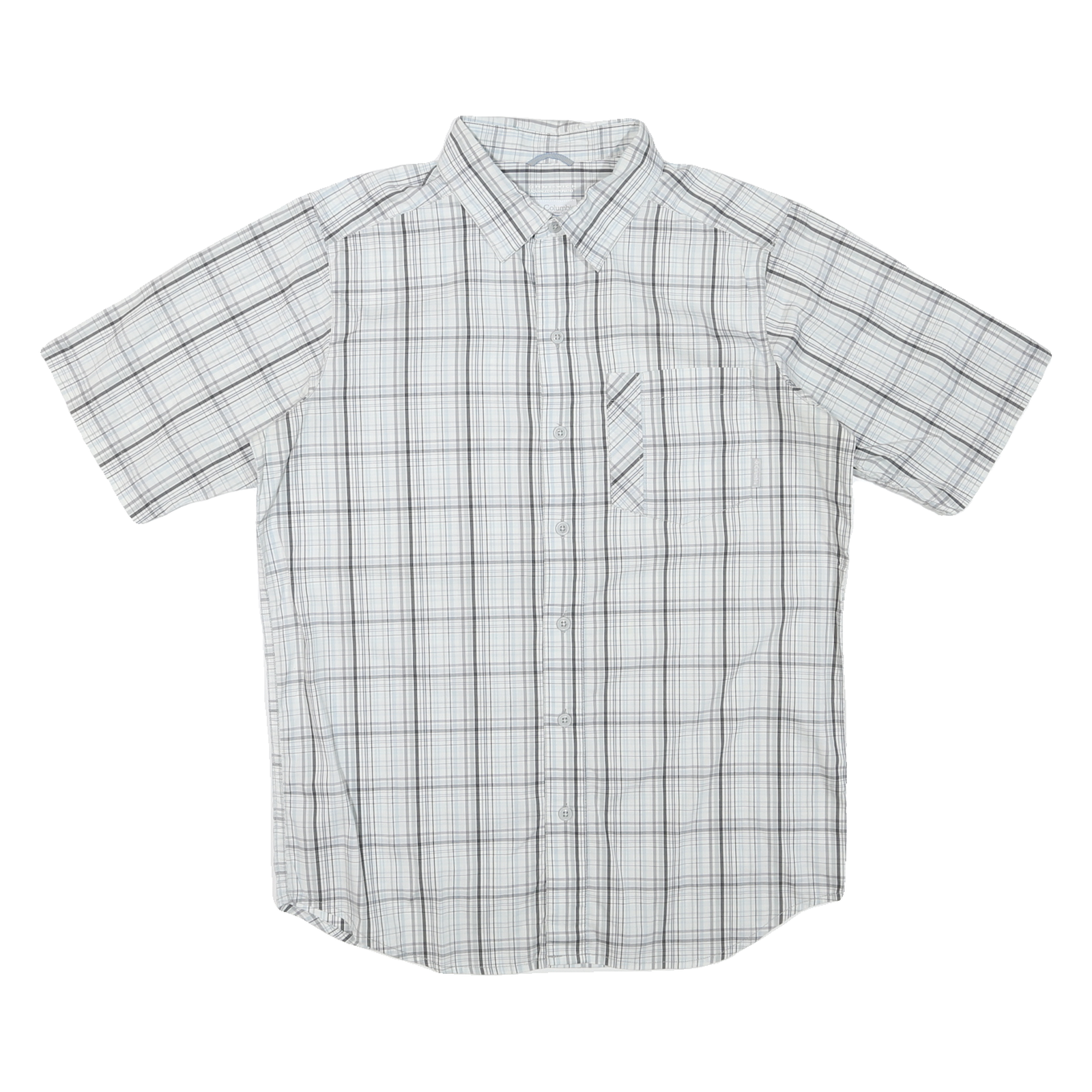 COLUMBIA Mens White & Grey Checked Short Sleeve Shirt M Casual Cotton Blend Refurbished - N/A refurbished available on Cerqular