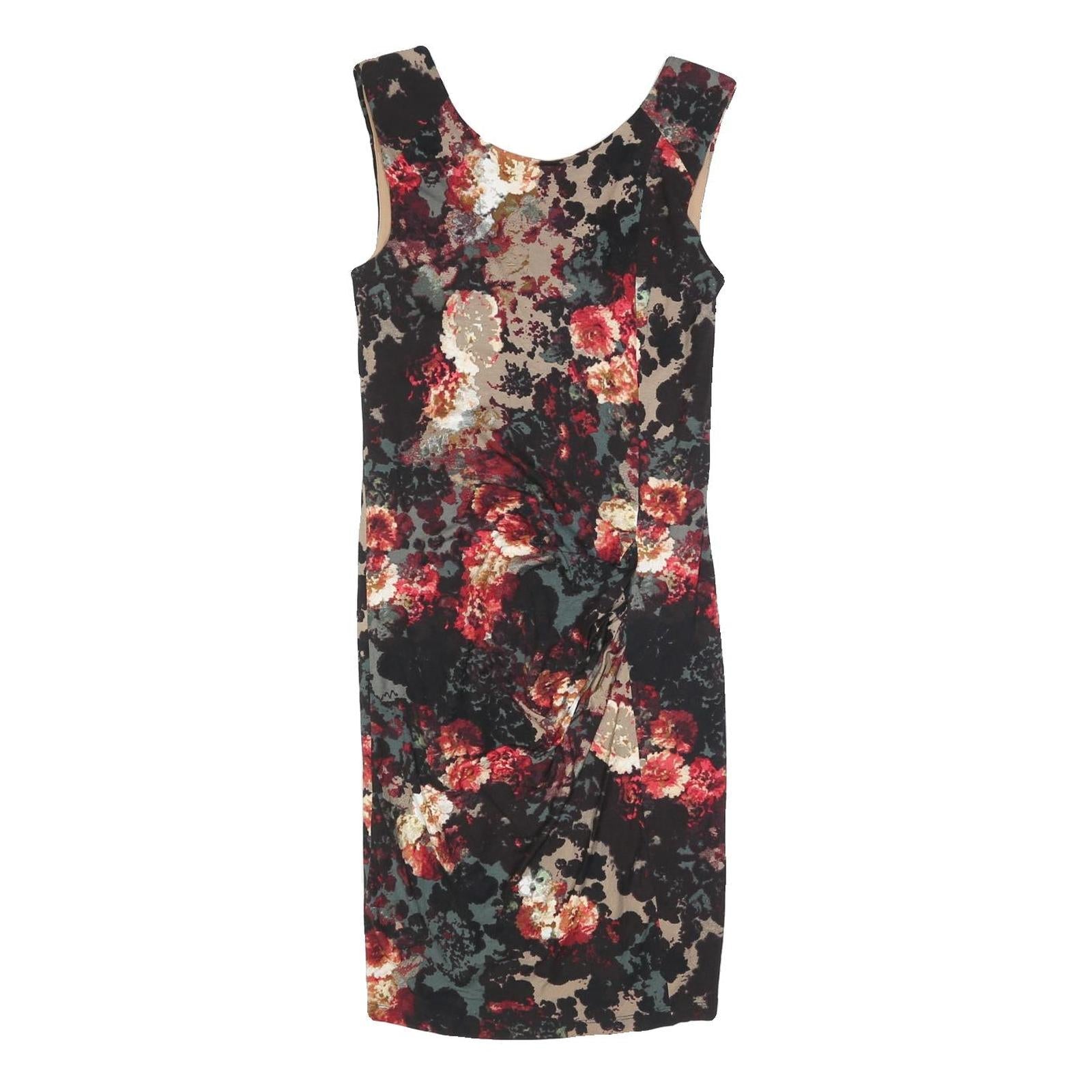 CARMEN Womens Black & Red Floral Bodycon Cotton Blend Midi Dress Size S Refurbished - N/A refurbished available on Cerqular