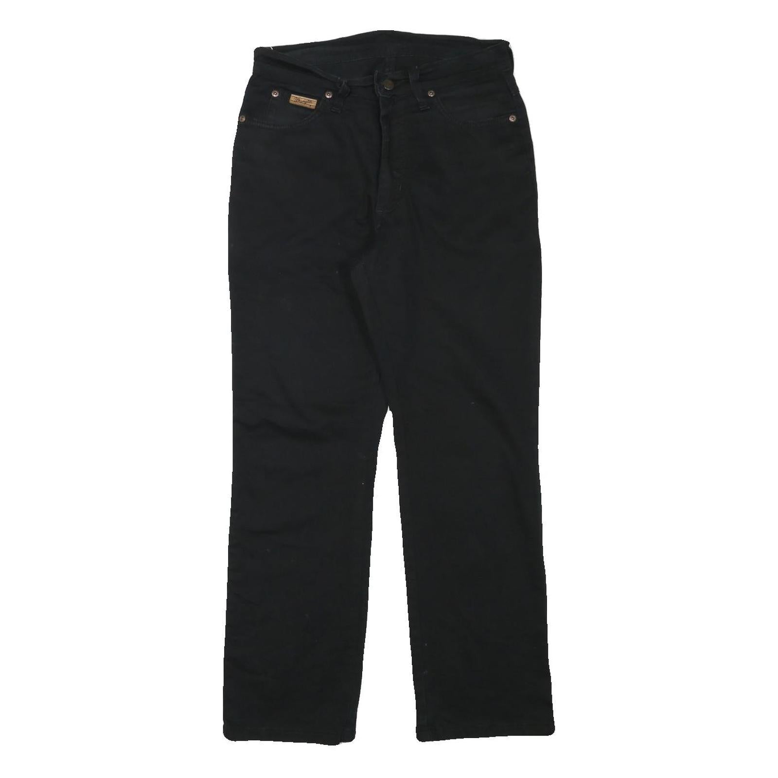 WRANGLER Mens Black Cotton Blend Regular Straight Trousers W28 L27 Classic Zip Refurbished - N/A refurbished available on Cerqular