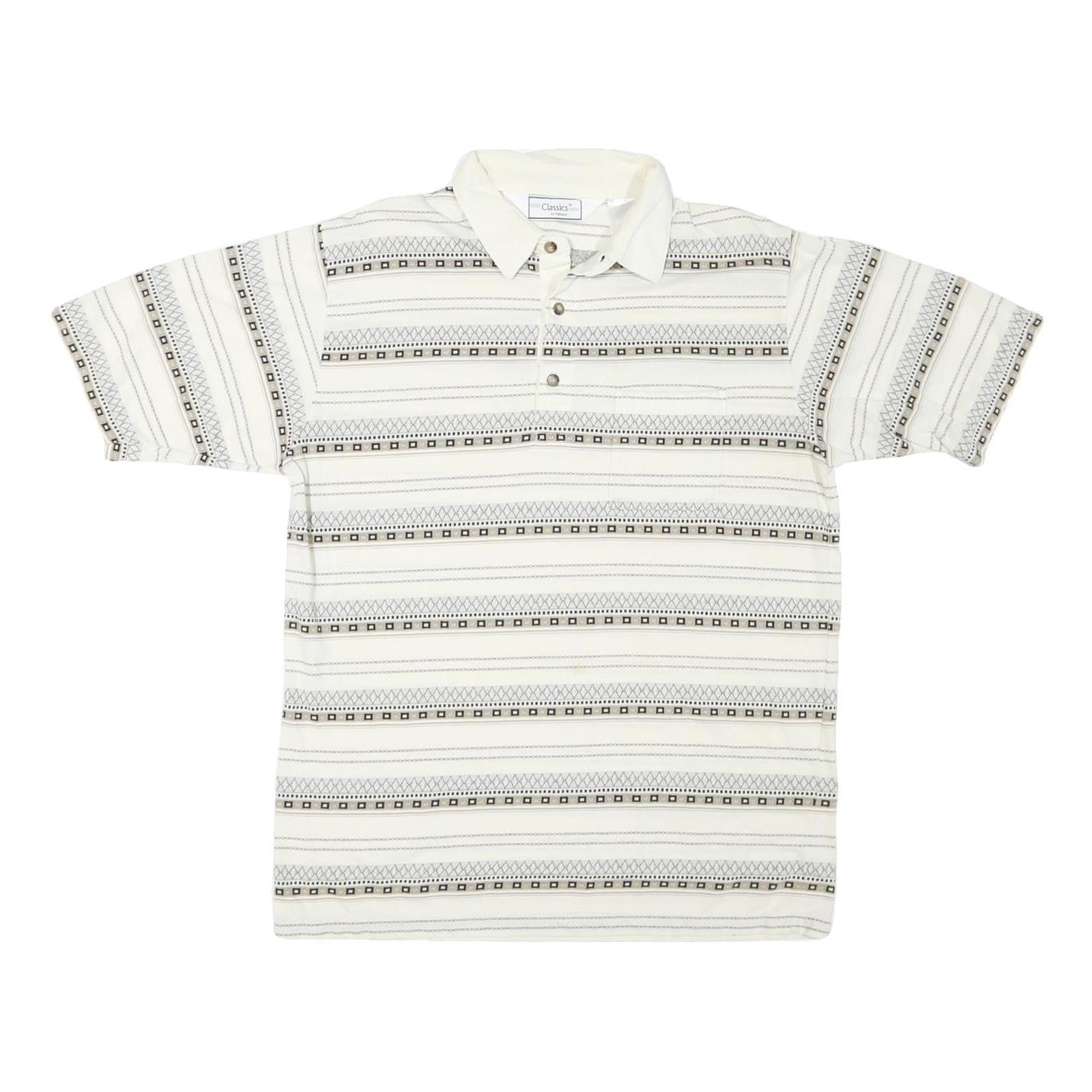 PALMLAND Mens Cream & Black Geometric Short Sleeve Polo Shirt M Cotton Blend Refurbished - N/A refurbished available on Cerqular