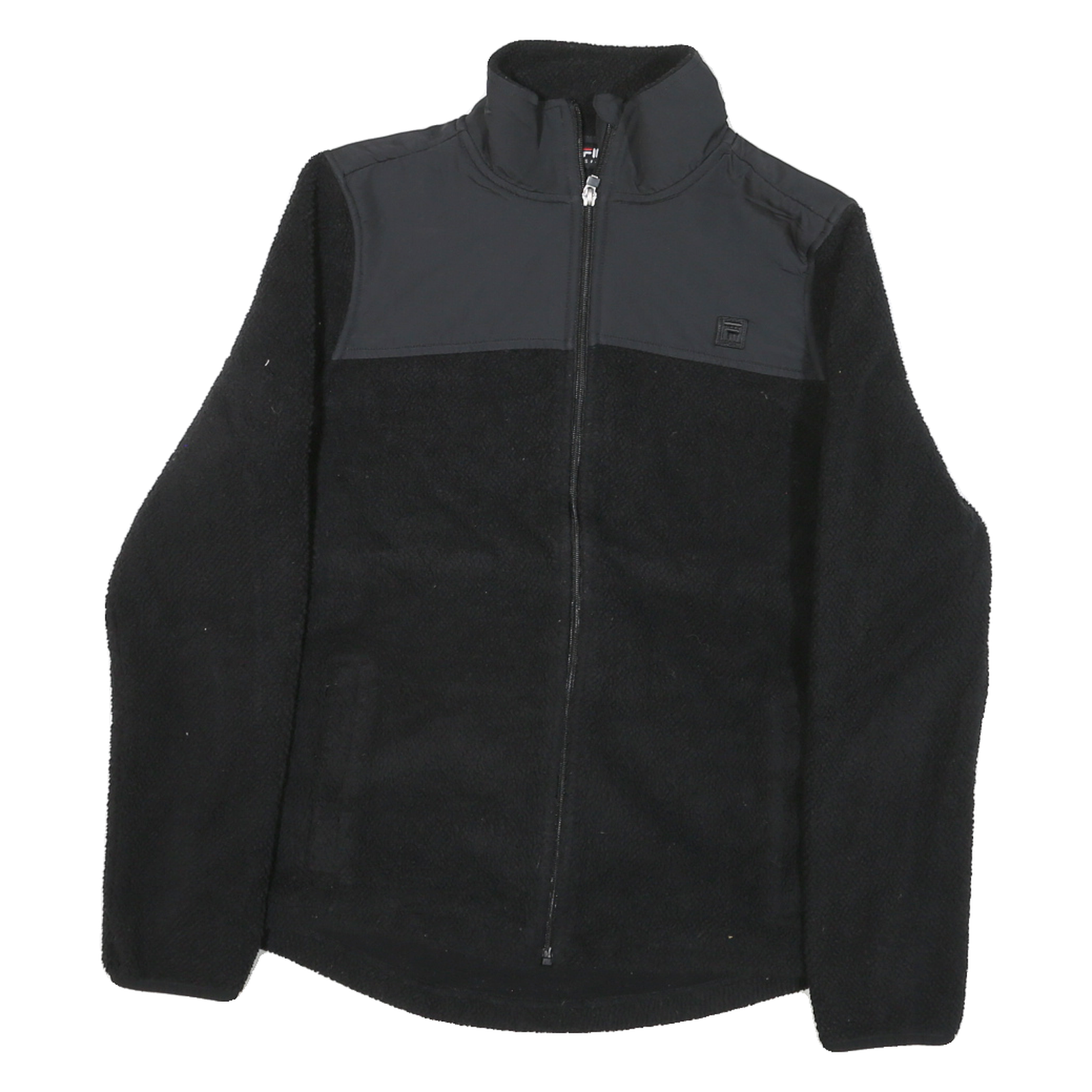 FILA Mens Black Polyester Blend Plain Full Zip Crew Neck Chunky Knit M Casual Refurbished - N/A refurbished available on Cerqular