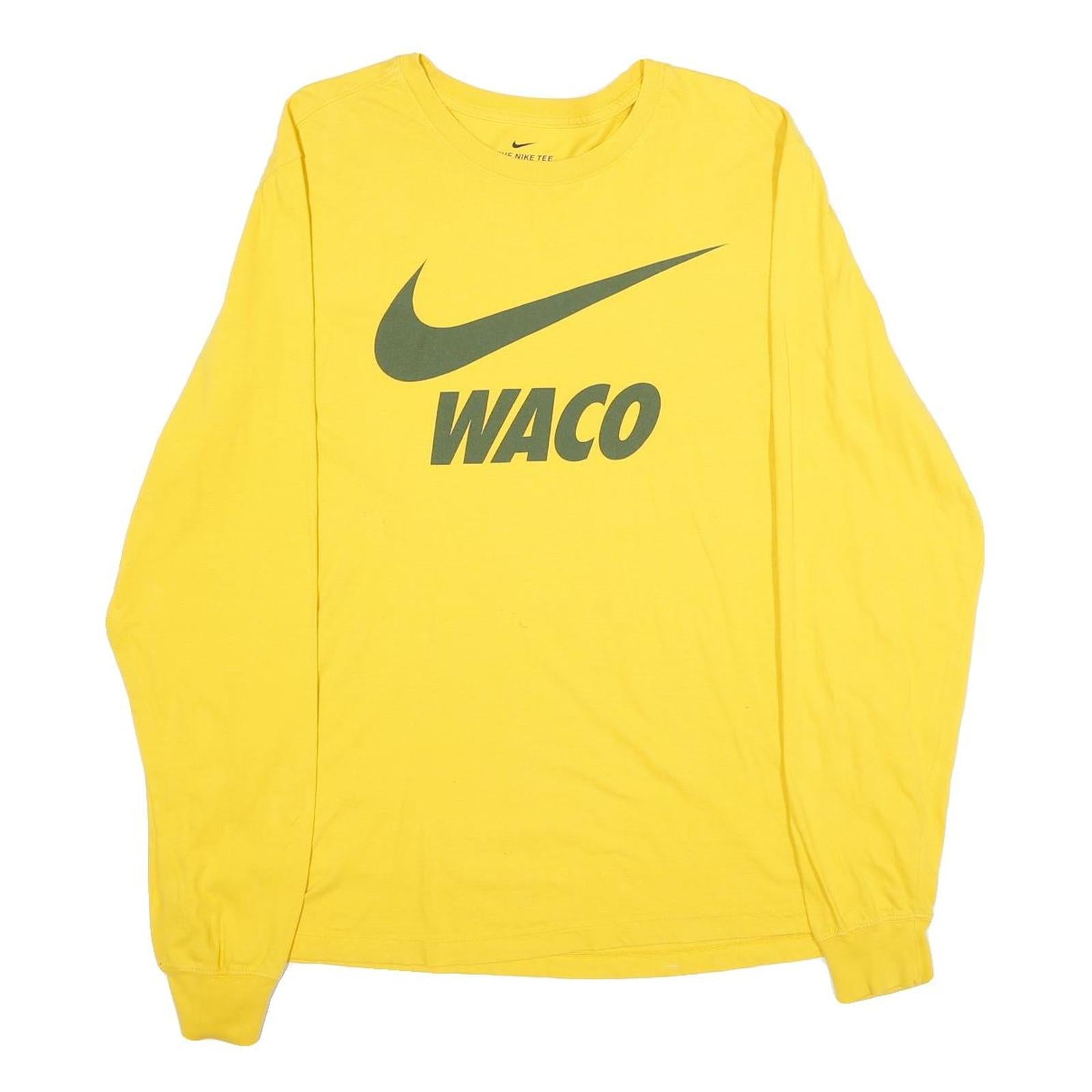 Buy NIKE Mens Yellow Waco Graphic T-Shirt XL Long Sleeve Crew Neck Cotton Comfort Refurbished - $28.59 NIKE Mens Yellow Waco Graphic T-Shirt XL Long Sleeve Crew Neck Cotton Comfort Refurbished - N/A refurbished available on Cerqular