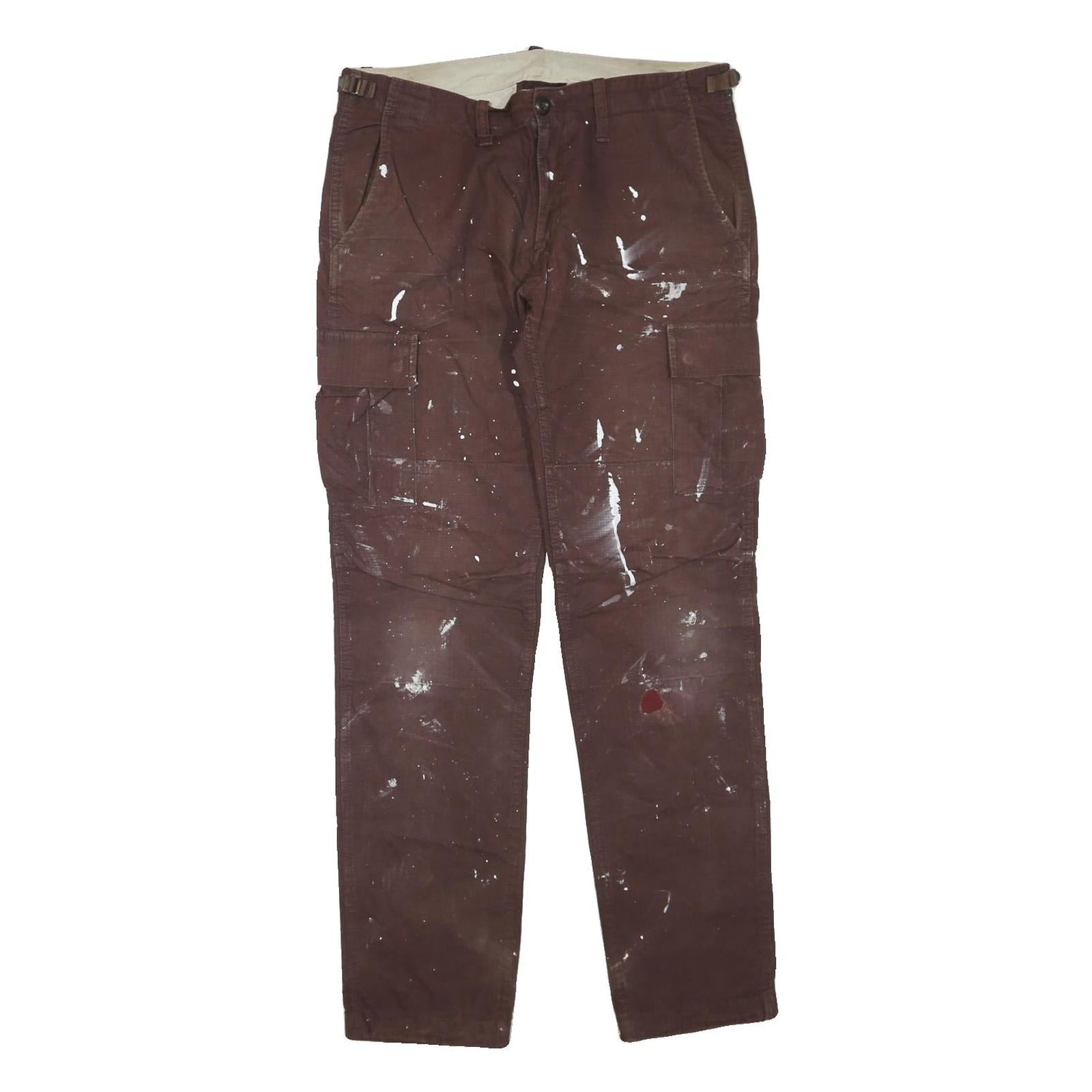 CARHARTT Mens Cotton Blend Brown Workwear Regular Fit Cargo Trousers W34 L33 Refurbished - N/A refurbished available on Cerqular