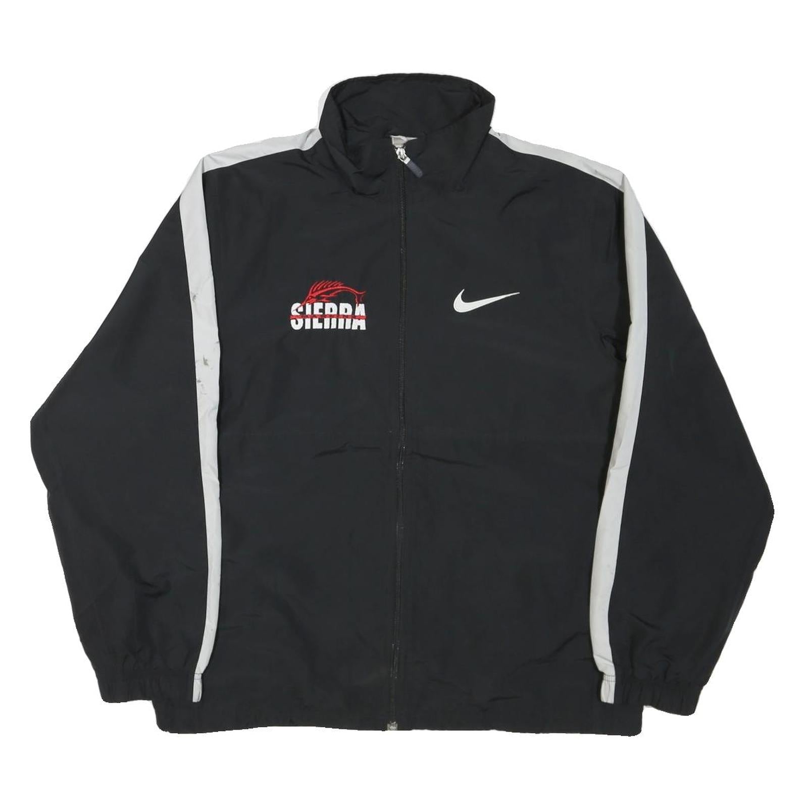 NIKE Mens Black & White Sports Zip Up Jacket L Polyester Blend Casual Refurbished - N/A refurbished available on Cerqular