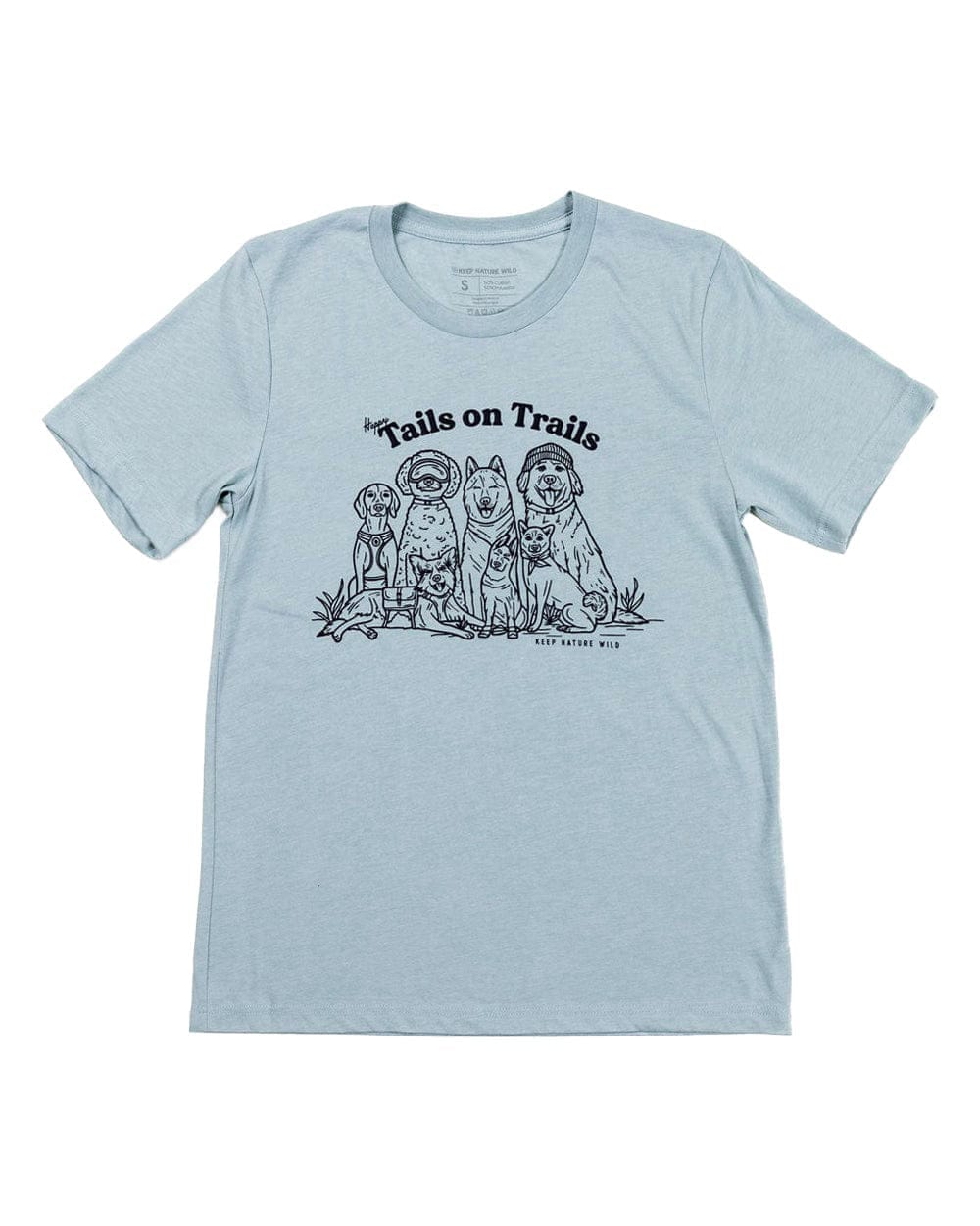 Happy Tails Unisex Tee | Dusty Blue | Size: XS Refurbished - Keep Nature Wild refurbished available on Cerqular