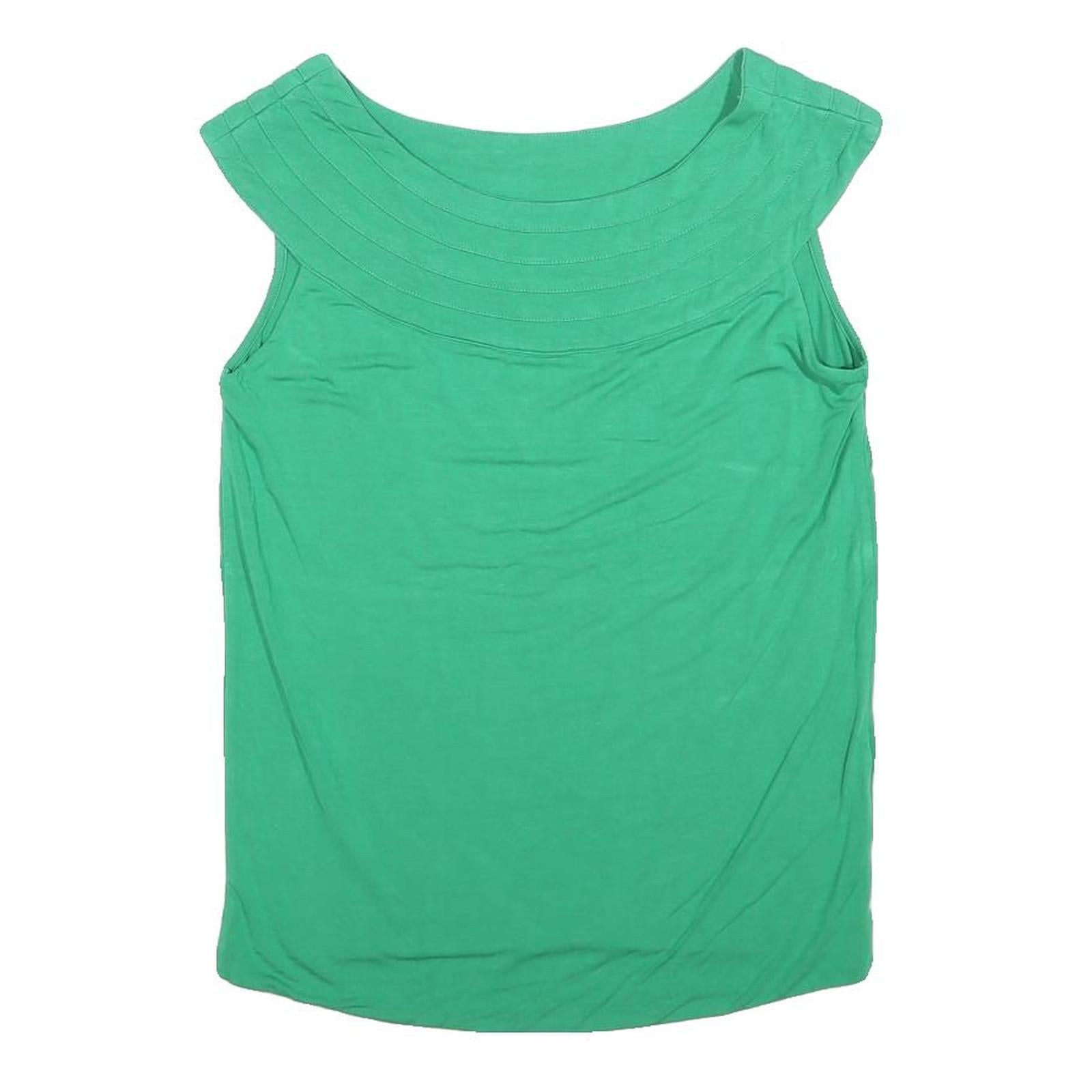 JAEGER Womens Green Sleeveless Boat Neck Cotton Blend Top M Casual Summer Style Refurbished - N/A refurbished available on Cerqular