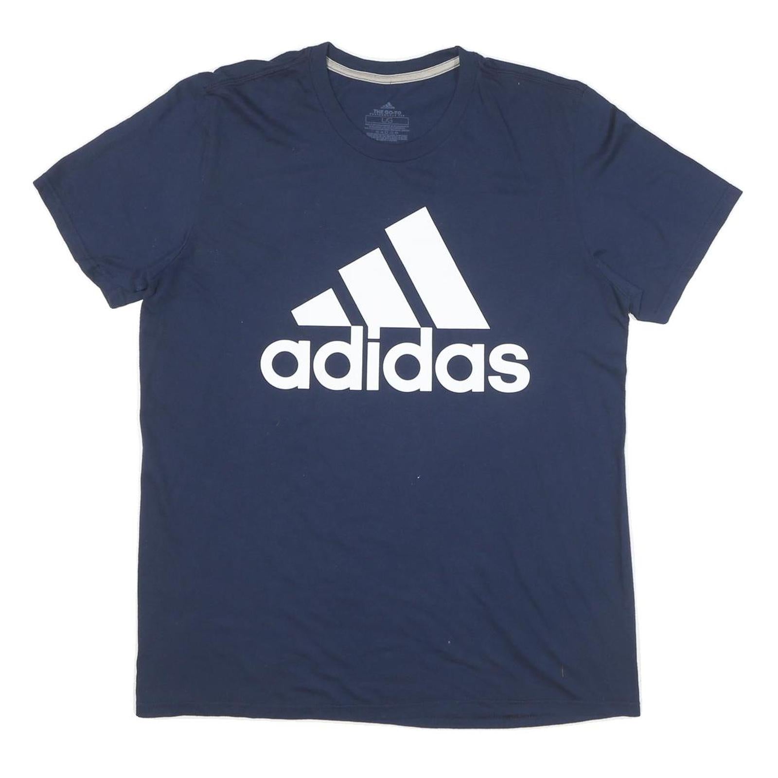 ADIDAS Mens Blue Logo Graphic T-Shirt L Short Sleeve Crew Neck Cotton Blend Refurbished - N/A refurbished available on Cerqular