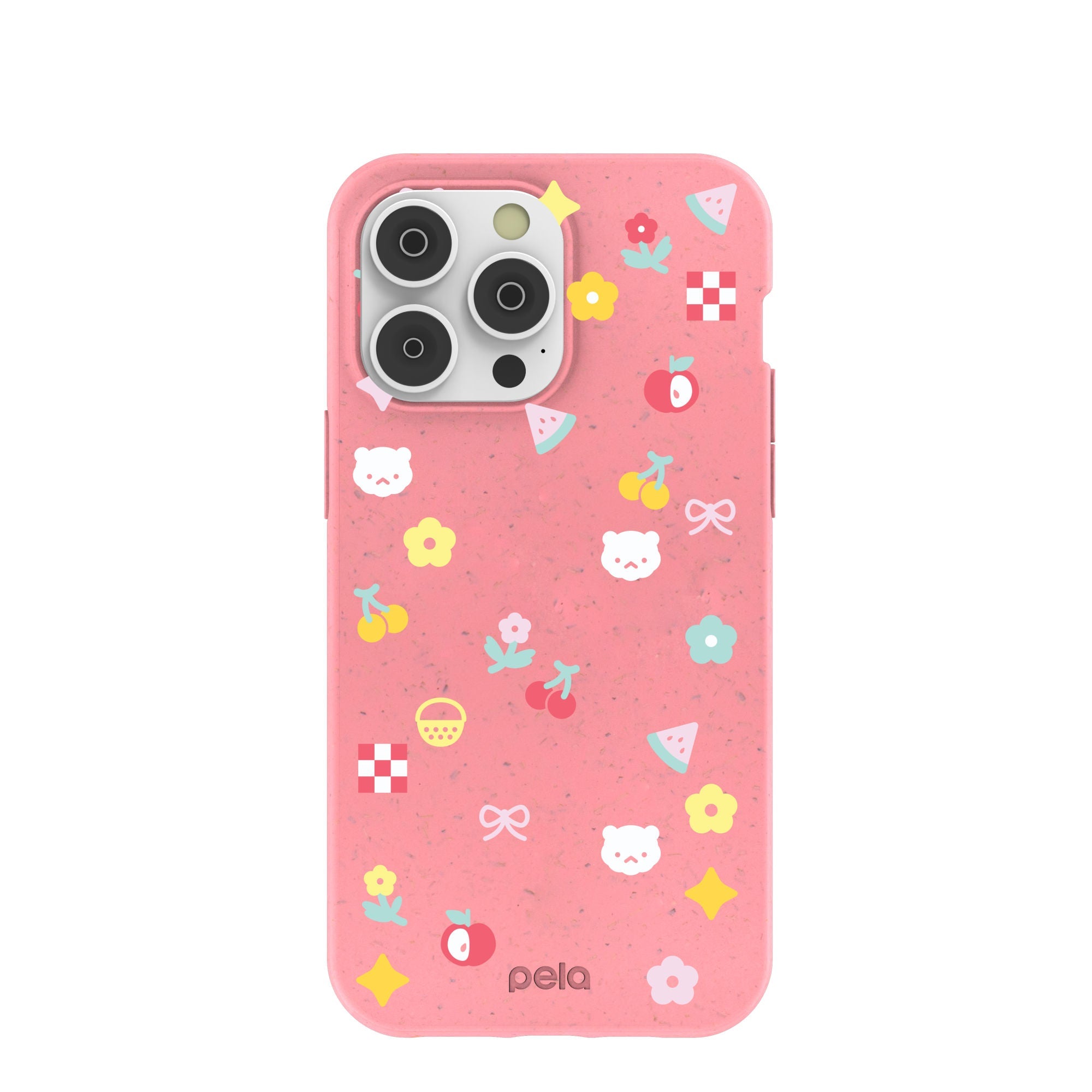 Bubblegum Pink Pretty Picnic iPhone 14 Pro Max Case Refurbished - Pela Case refurbished available on Cerqular