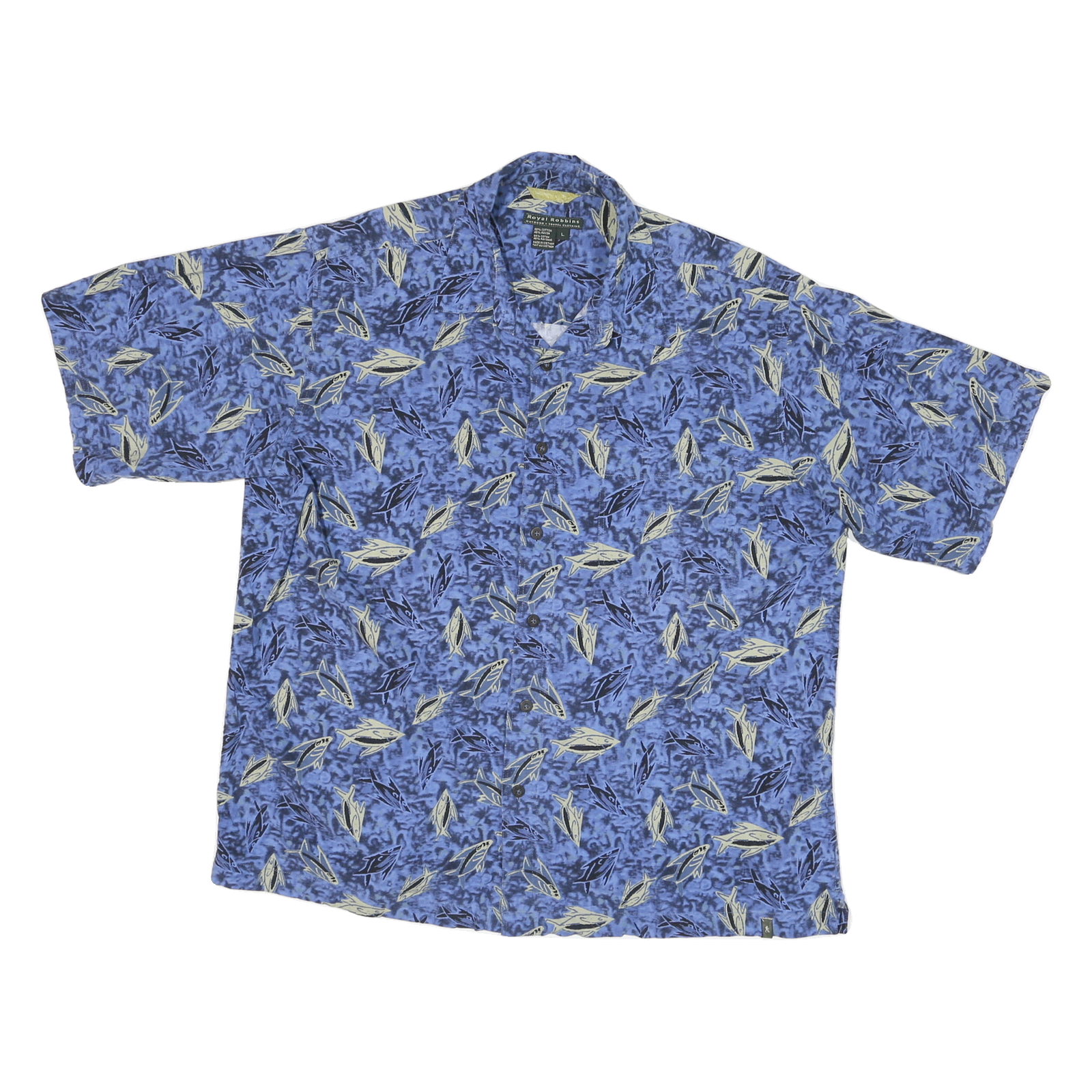 ROYAL ROBINS Mens Blue Patterned Cotton Blend Shirt L Summer Casual Button-Up Refurbished - N/A refurbished available on Cerqular