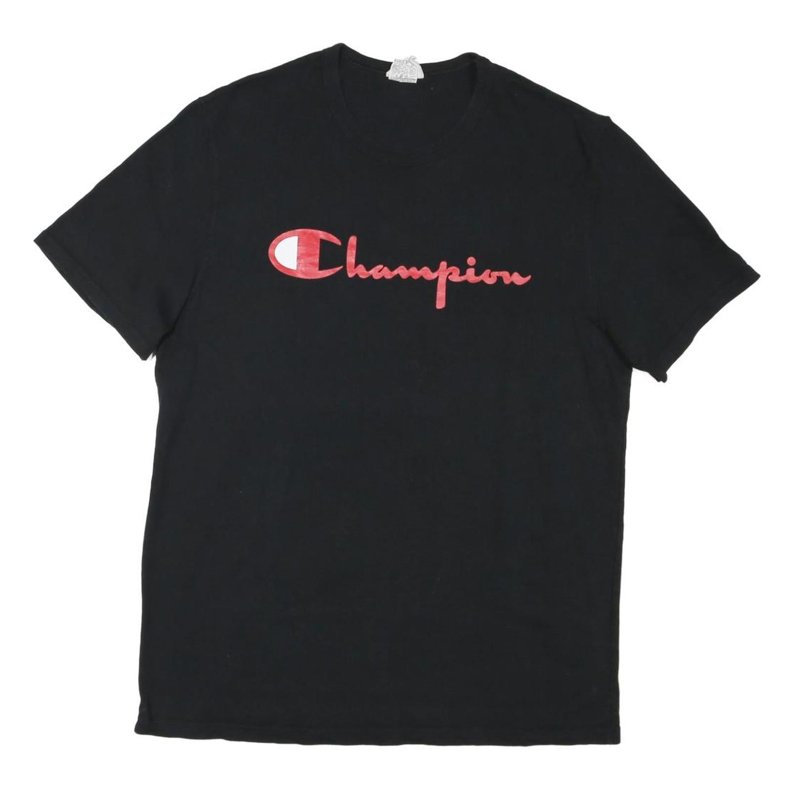 CHAMPION Mens Black Red Logo Graphic T-Shirt L Short Sleeve Crew Neck Cotton Refurbished - N/A refurbished available on Cerqular