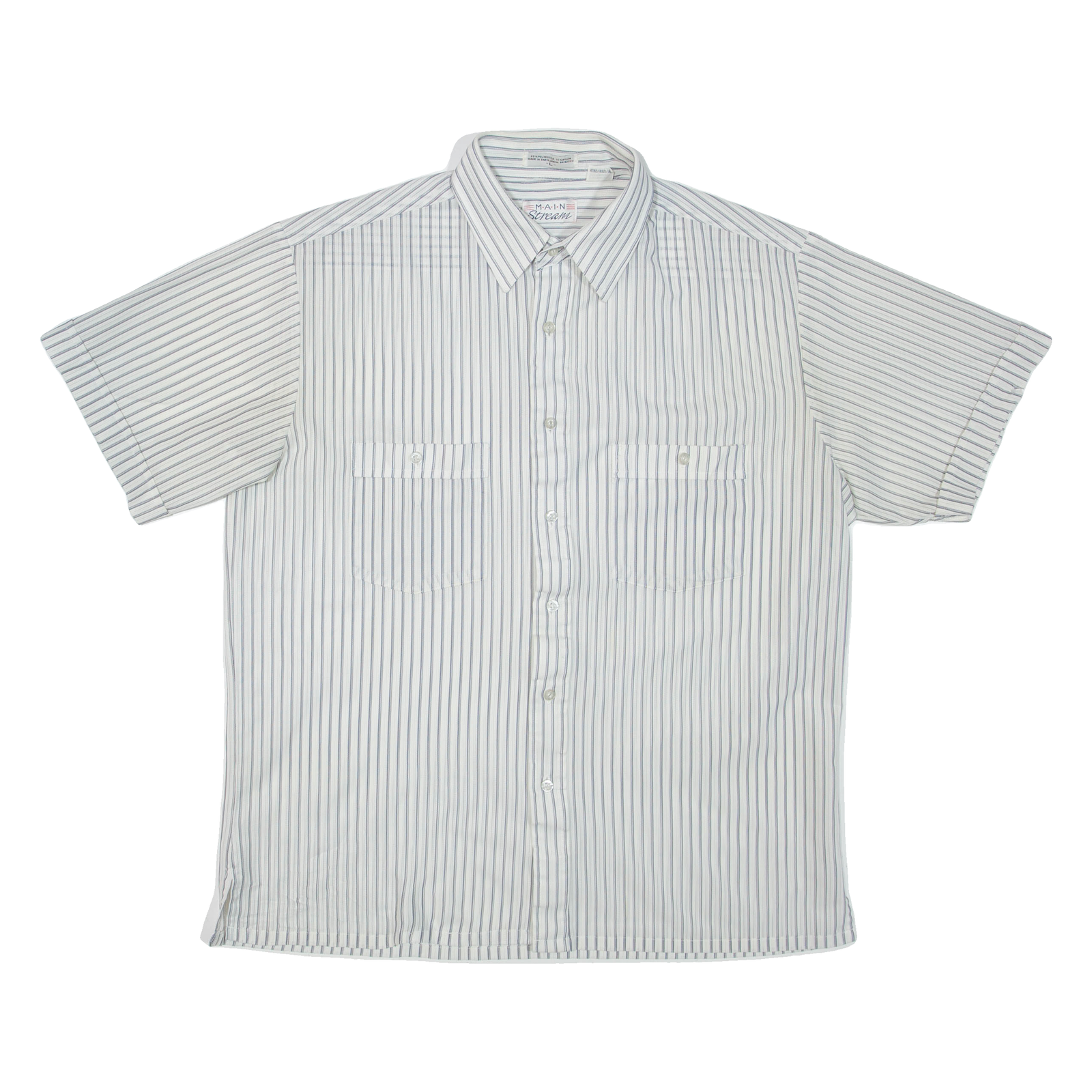 MAINSTREAM Mens Shirt White Striped L Refurbished - N/A refurbished available on Cerqular