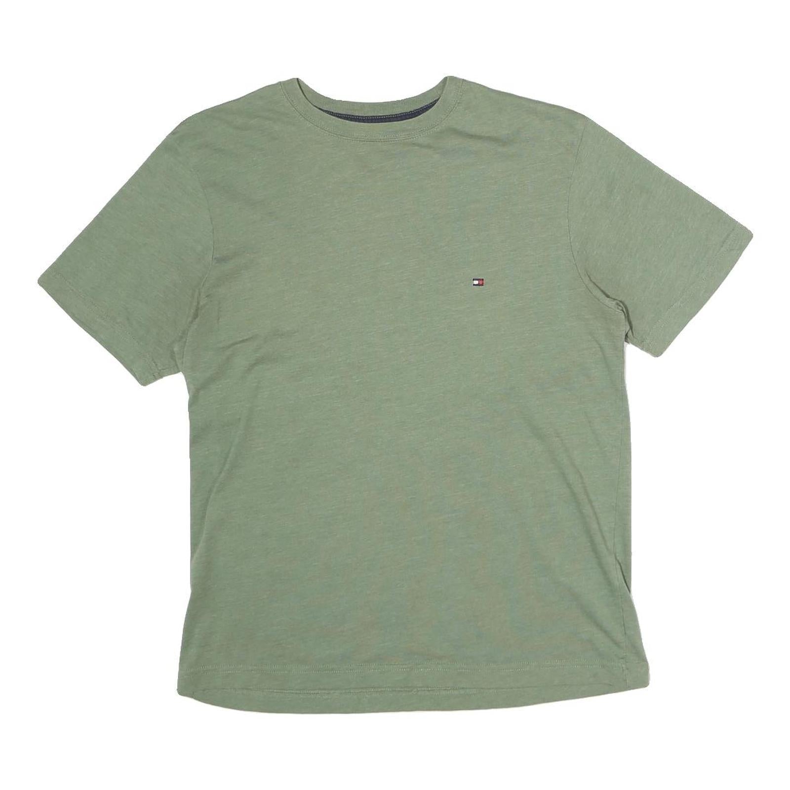 TOMMY HILFIGER Mens Green S Short Sleeve Crew Neck Cotton T-Shirt Classic Fit Refurbished - N/A refurbished available on Cerqular