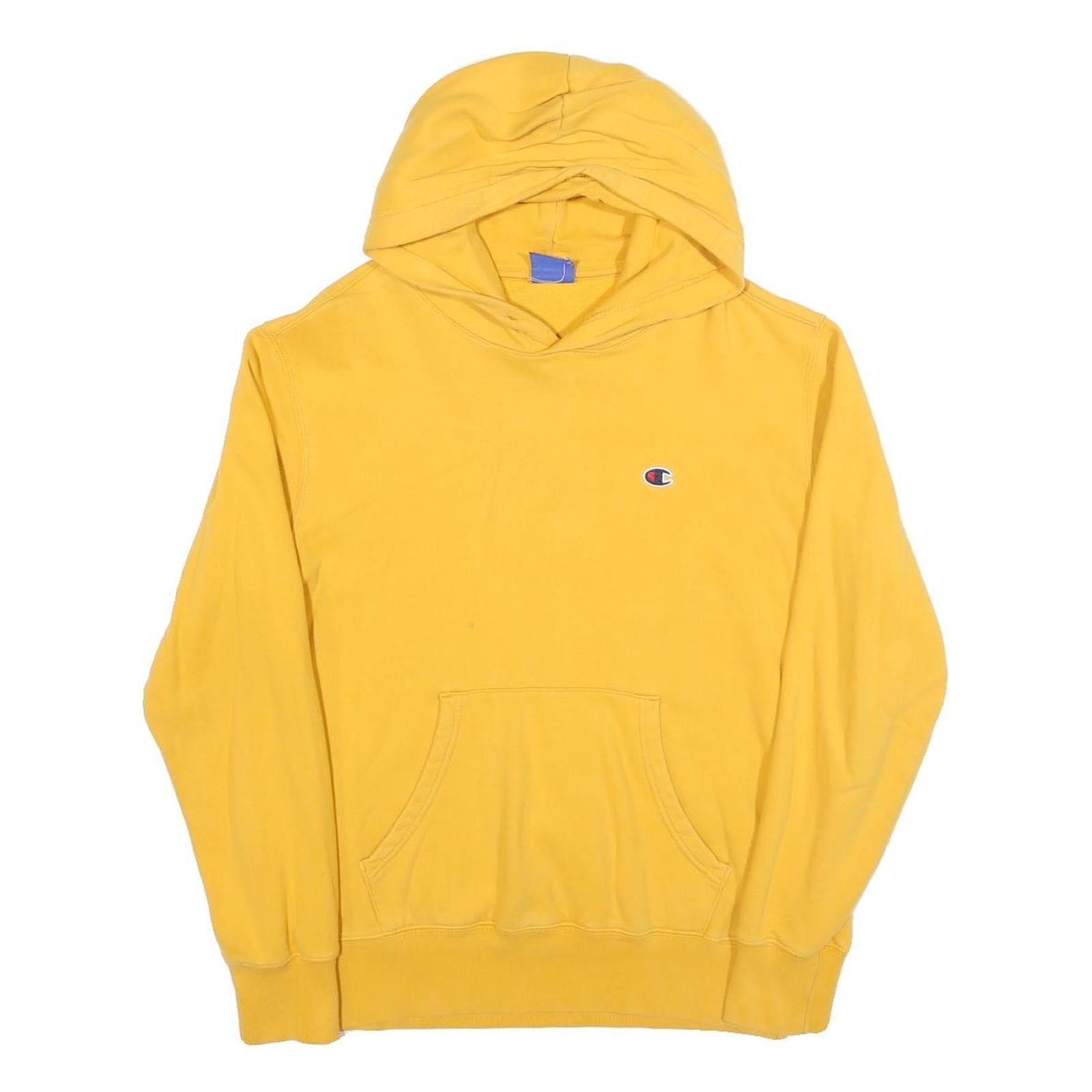 CHAMPION Mens Yellow Hoodie M Cotton Blend Pullover Classic Logo Sweatshirt Refurbished - N/A refurbished available on Cerqular