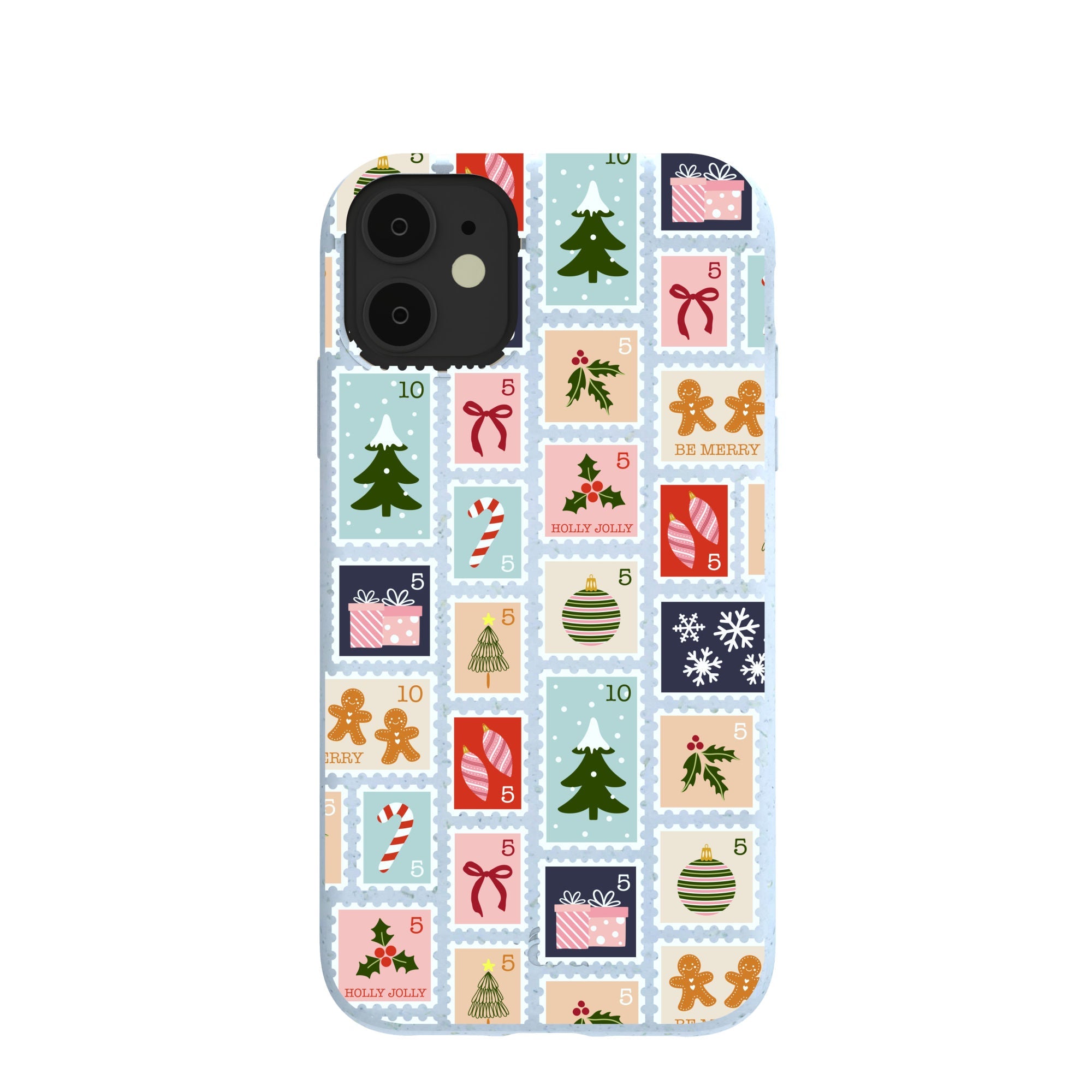 Powder Blue Noel Stamps iPhone 11 Case Refurbished - Pela Case refurbished available on Cerqular