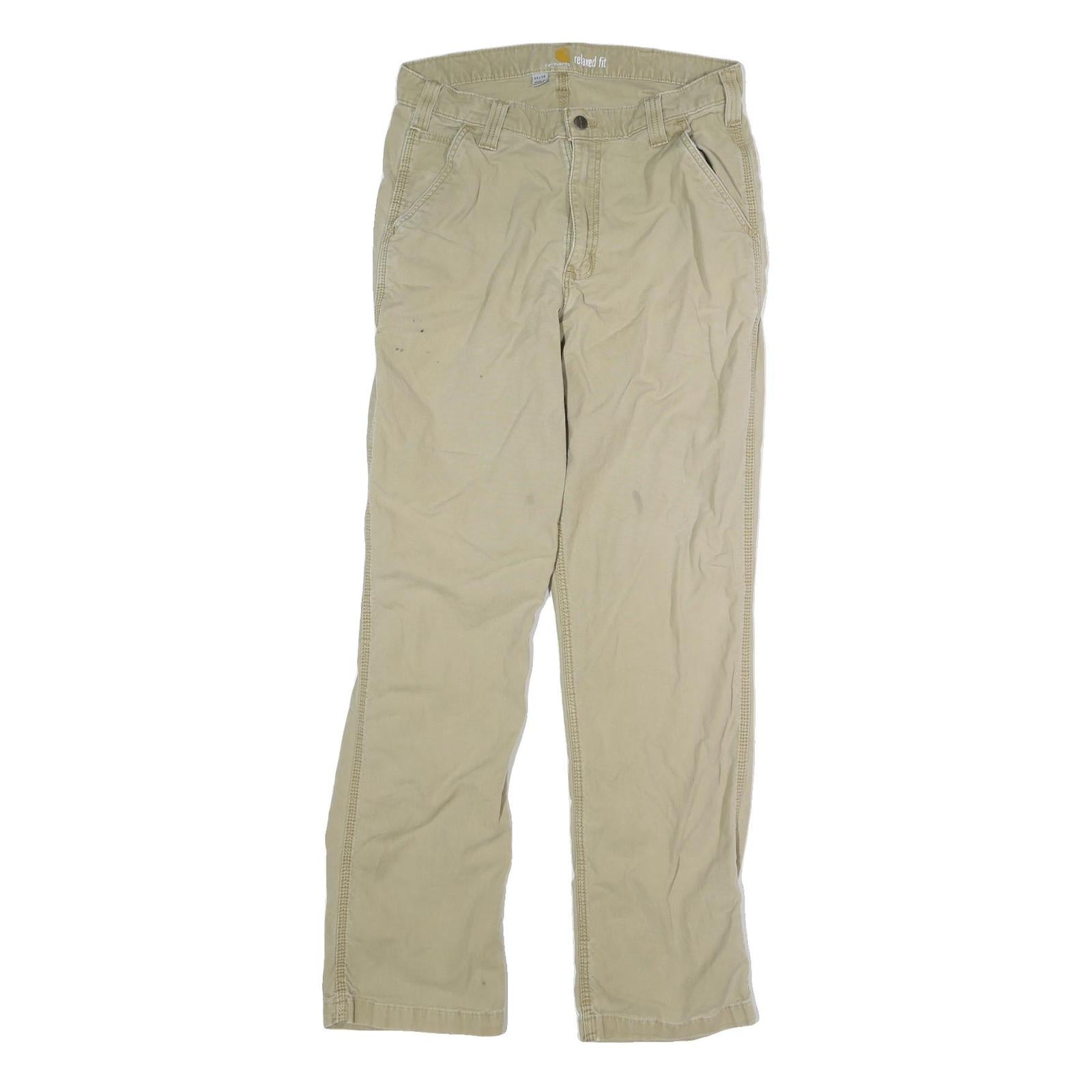 CARHARTT Mens Cotton Blend Beige Regular Fit Straight Leg Trousers W34 L32 Refurbished - N/A refurbished available on Cerqular