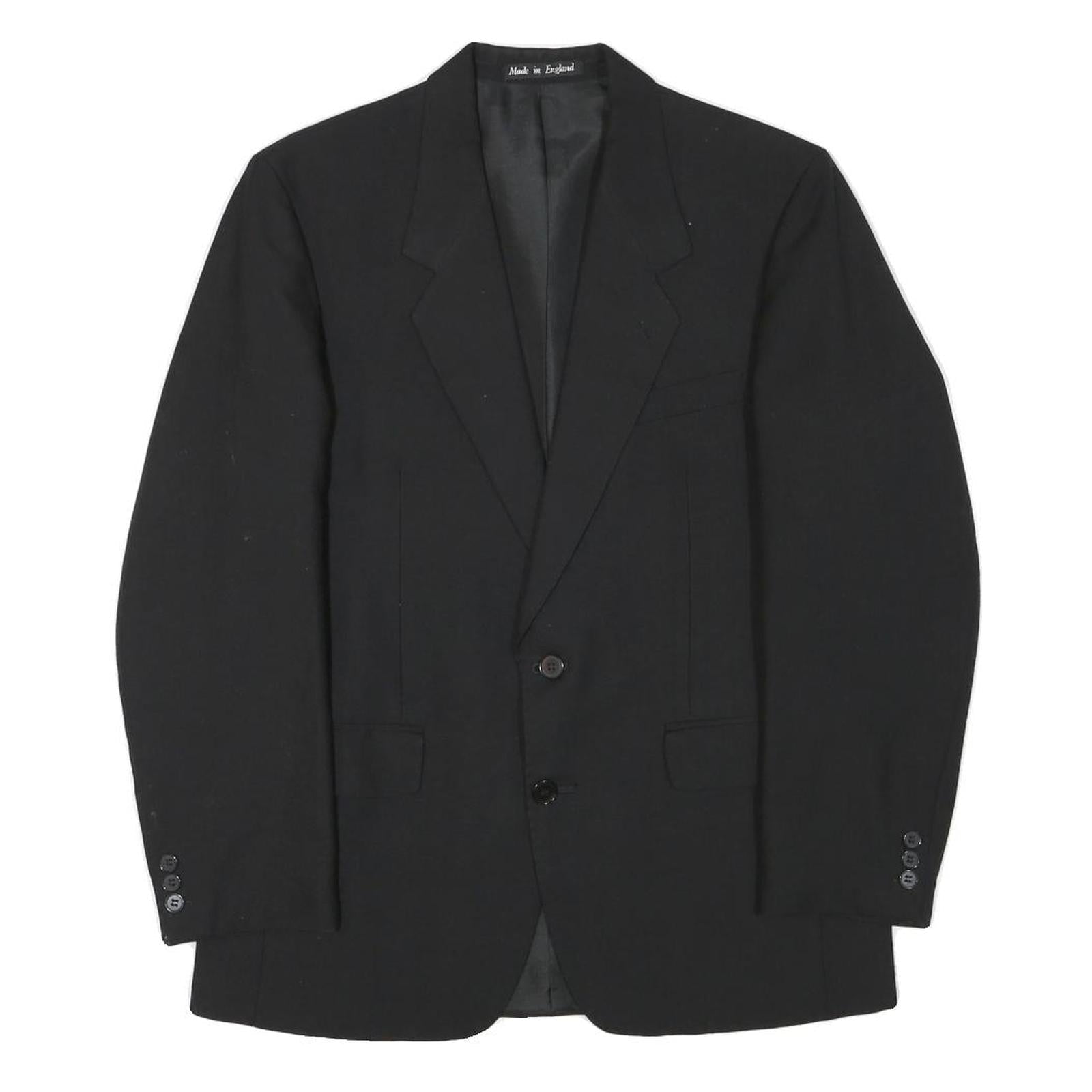 Mens Black Classic Wool Blend Button Jacket S Plain Formal Tailored Refurbished - N/A refurbished available on Cerqular