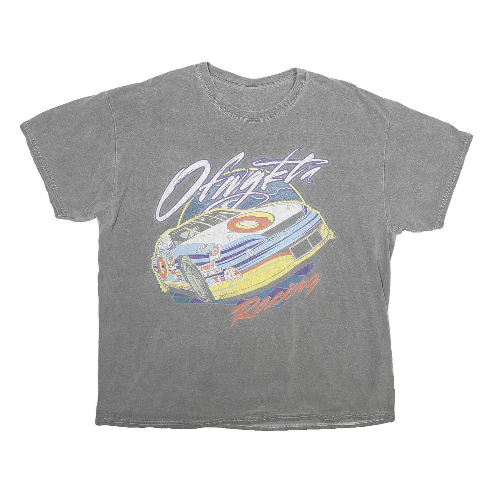 Mens Grey Graphic Racing Cotton T-Shirt L Short Sleeve Crew Neck Vintage Style Refurbished - N/A refurbished available on Cerqular