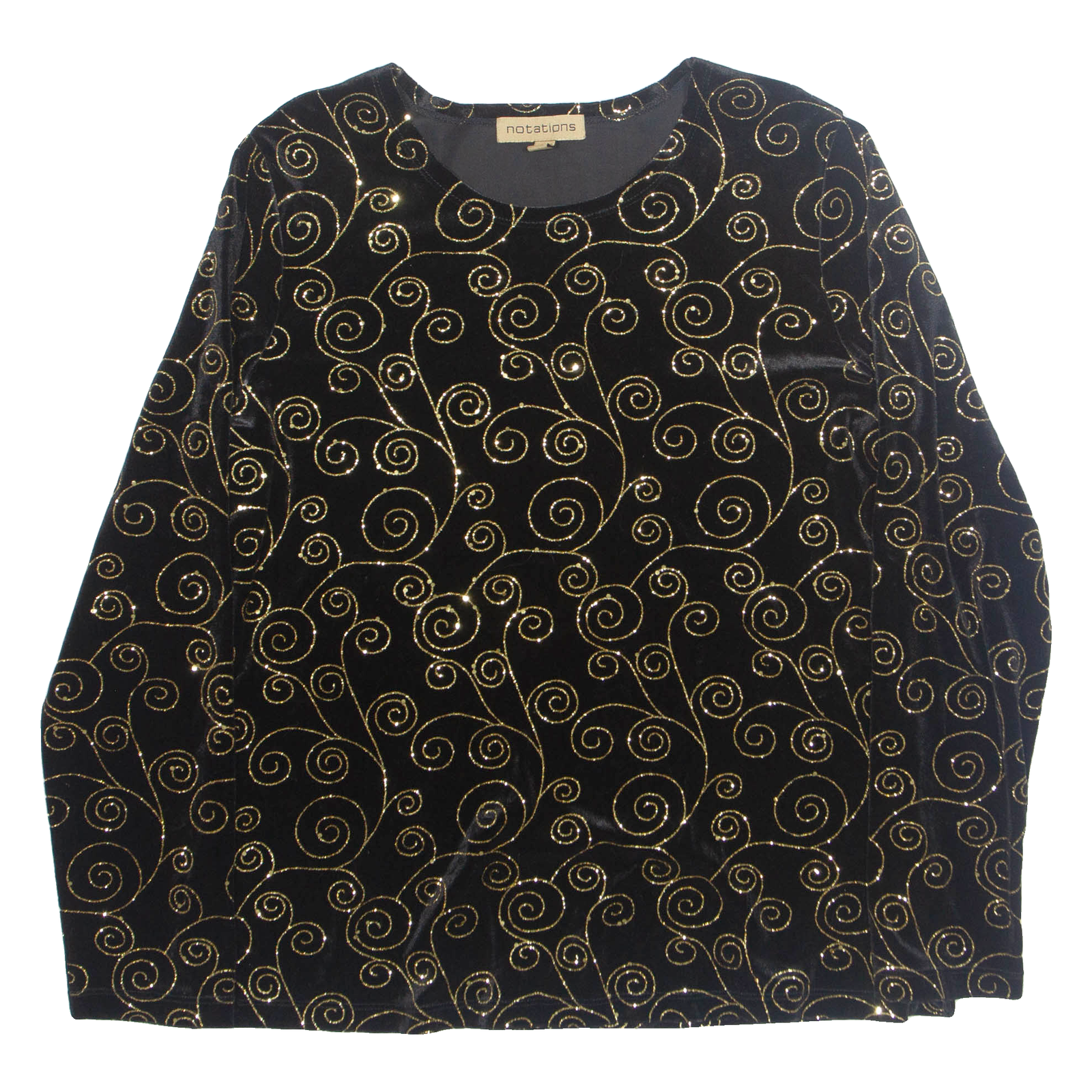 NOTATIONS Womens Printed Blouse Black Long Sleeve Crazy Pattern M Refurbished - N/A refurbished available on Cerqular