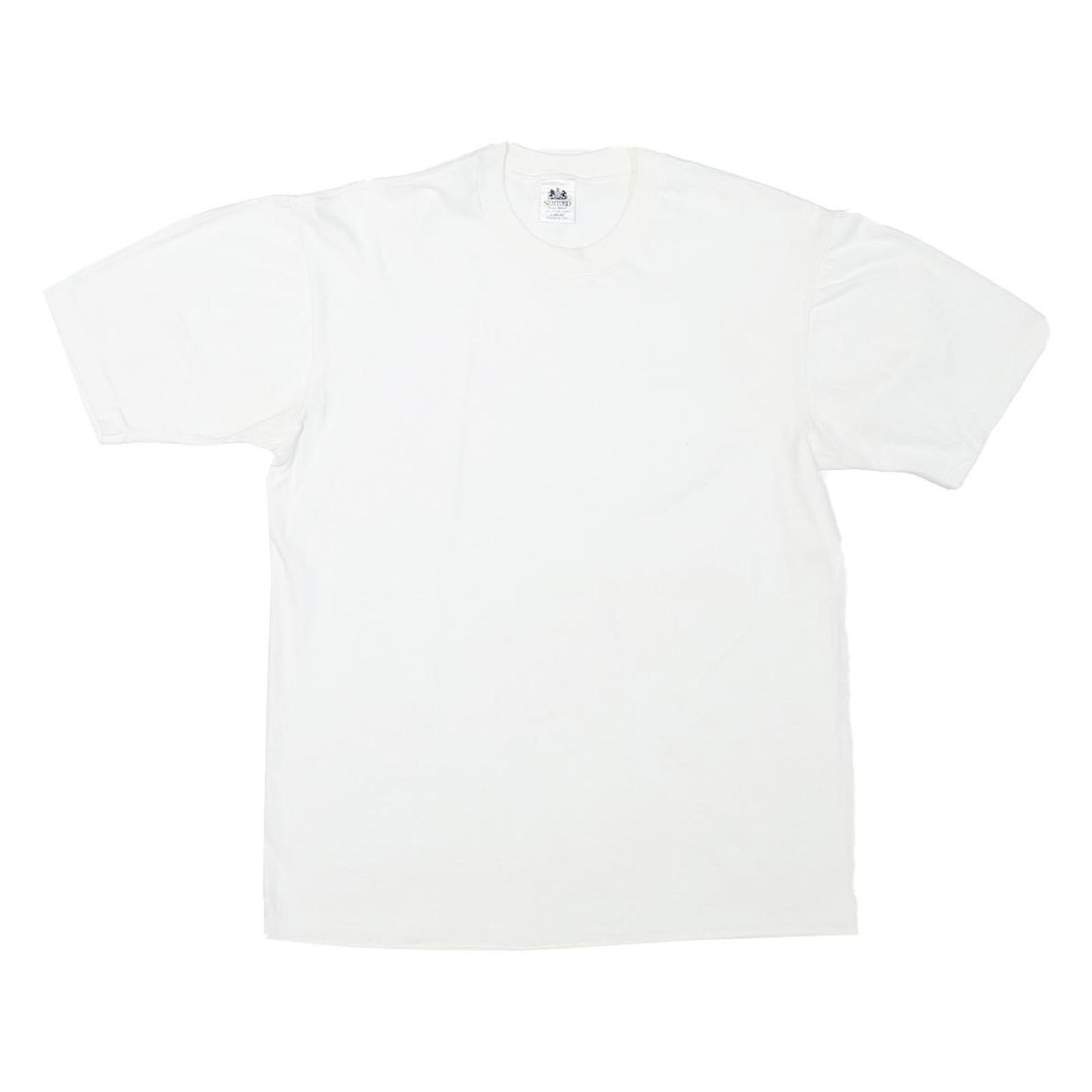 STAFFORD Mens White T-Shirt L Short Sleeve Crew Neck Plain Cotton Blend Classic Refurbished - N/A refurbished available on Cerqular