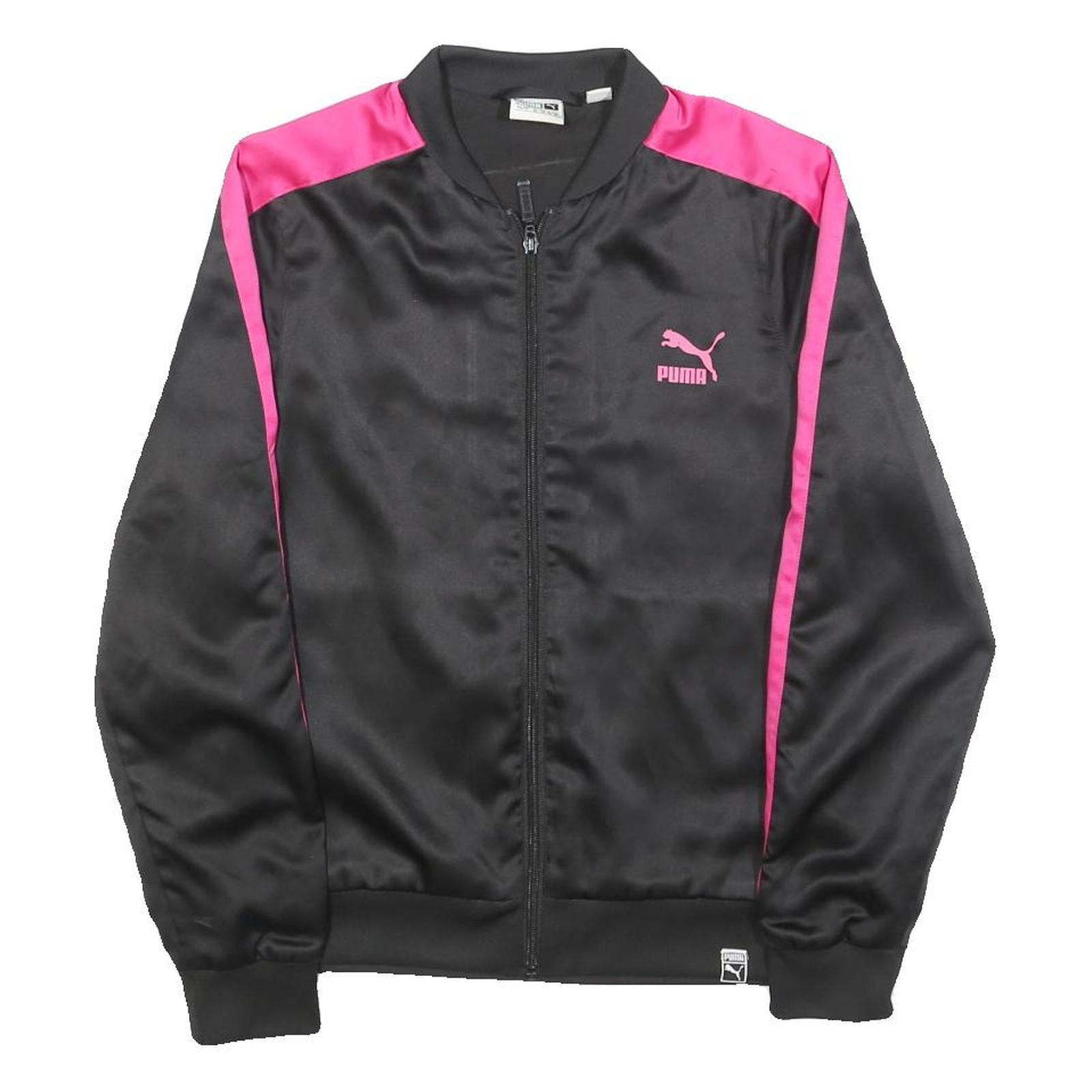 PUMA Womens Black & Pink Zip Track Jacket UK 8 Polyester Sportswear Lightweight Refurbished - N/A refurbished available on Cerqular