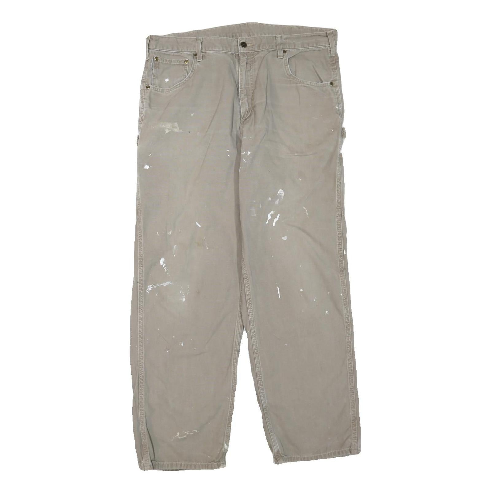 CARHARTT Mens Regular Fit Beige Cotton Blend Zip Trousers W38 L32 Workwear Refurbished - N/A refurbished available on Cerqular
