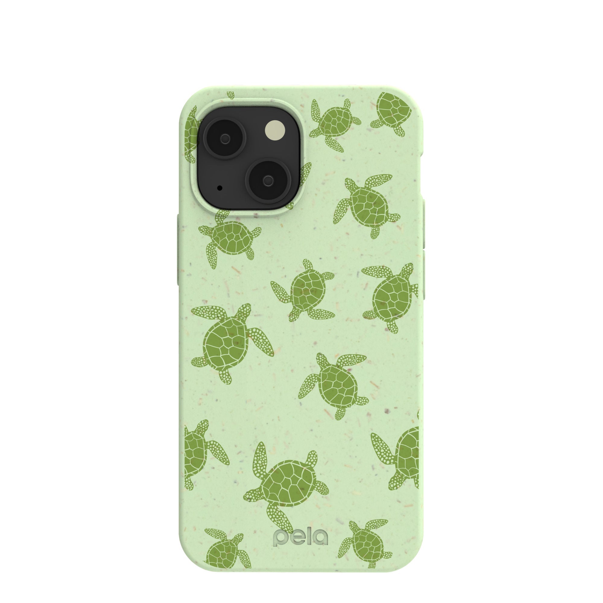 Sage Green Tiny Turtles iPhone 13 Mini Case Refurbished - Pela Case refurbished available on Cerqular