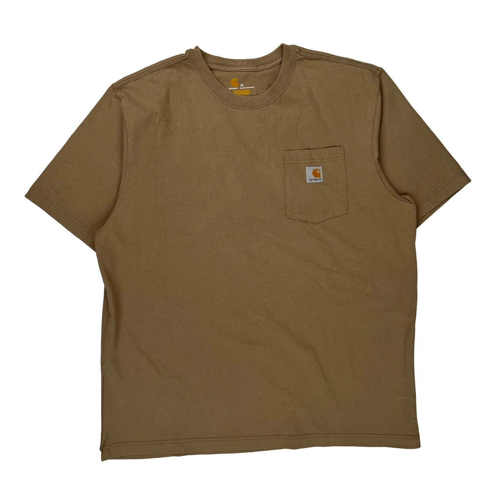 Carhartt T-Shirt - XL Brown Cotton Refurbished - Thrifted (note: this is a term often used to describe second- refurbished available on Cerqular