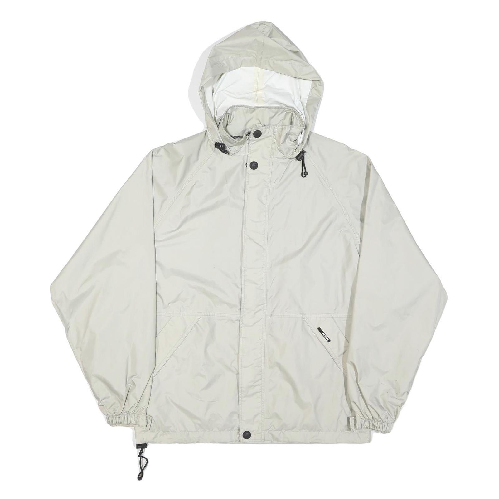 K-WAY Mens White Nylon Windbreaker XS Jacket Zip Hooded Plain Lightweight Refurbished - N/A refurbished available on Cerqular