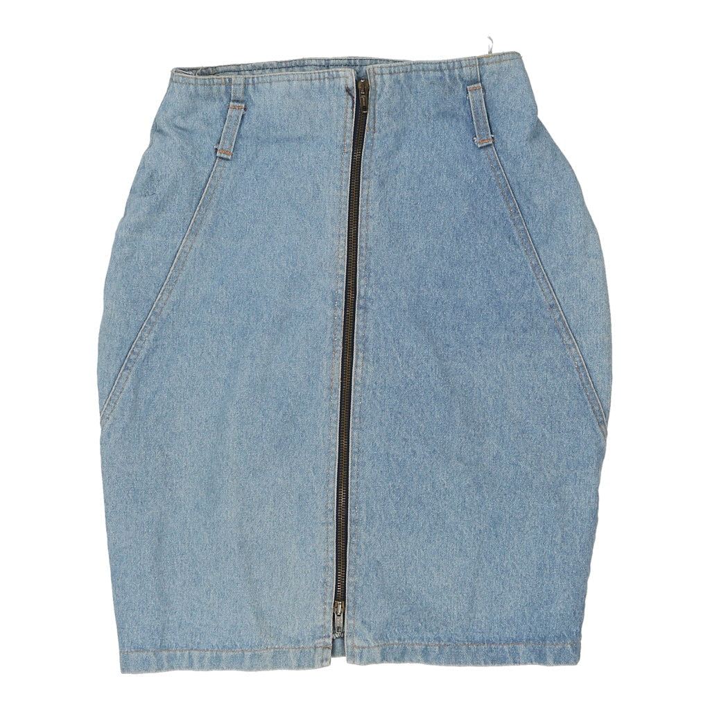 Rancheros Denim Skirt - 26W UK 6 Light Wash Cotton Blend Refurbished - Thrifted (note: this is a term often used to describe second- refurbished available on Cerqular