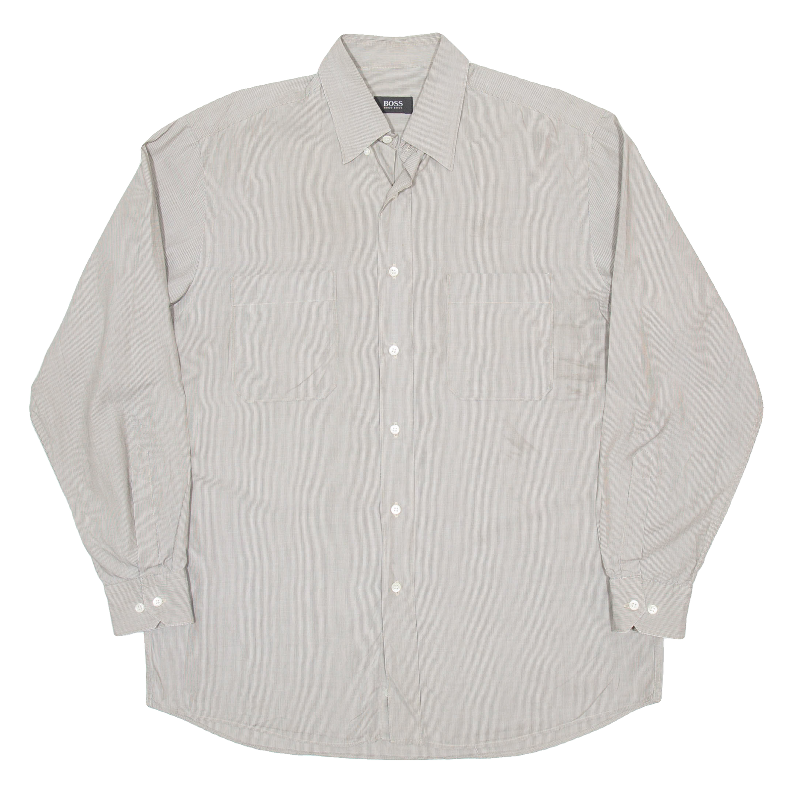 BOSS Mens Shirt Grey Striped Long Sleeve XL Refurbished - N/A refurbished available on Cerqular