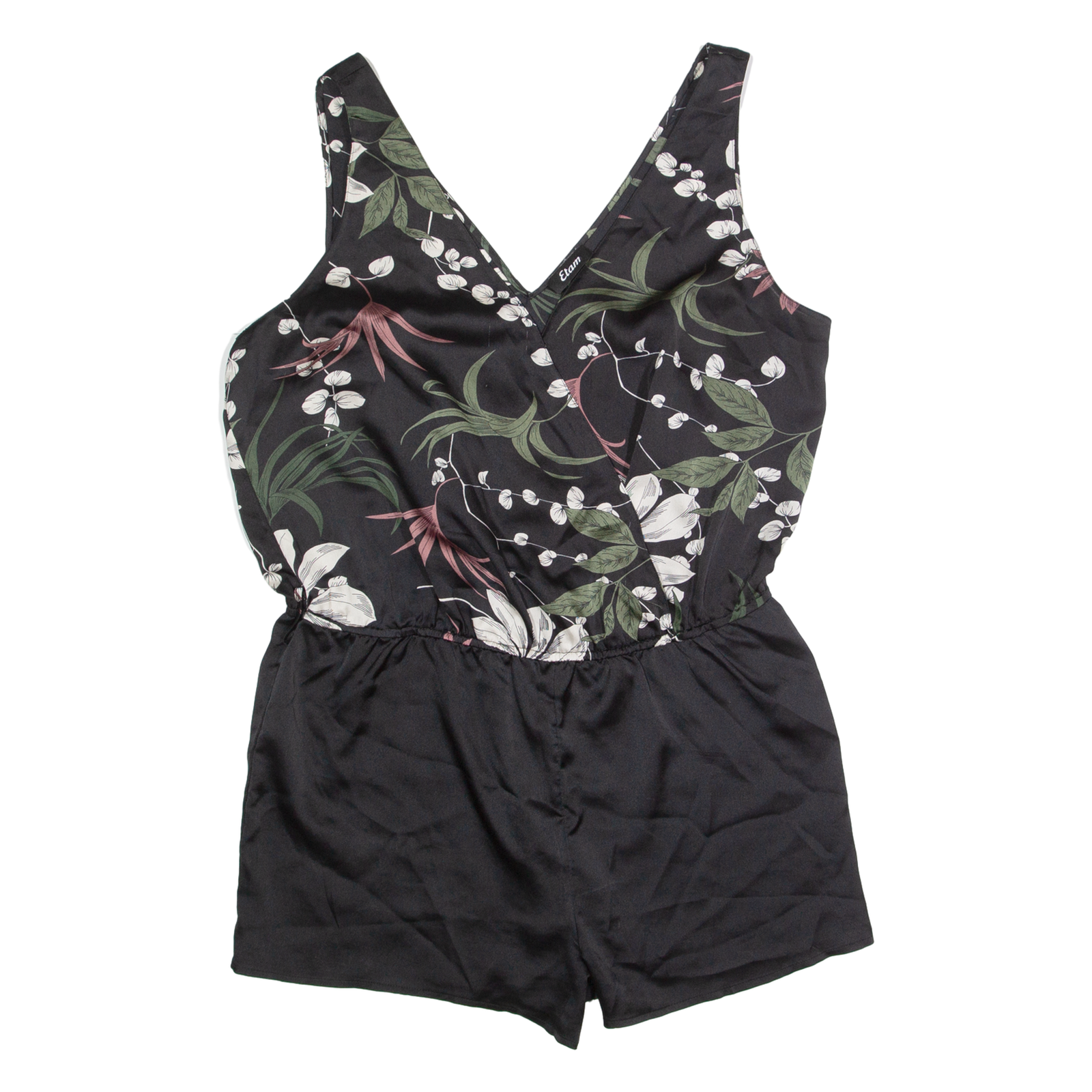 ETAM Womens Playsuit Black Floral Wide-Leg L Refurbished - N/A refurbished available on Cerqular