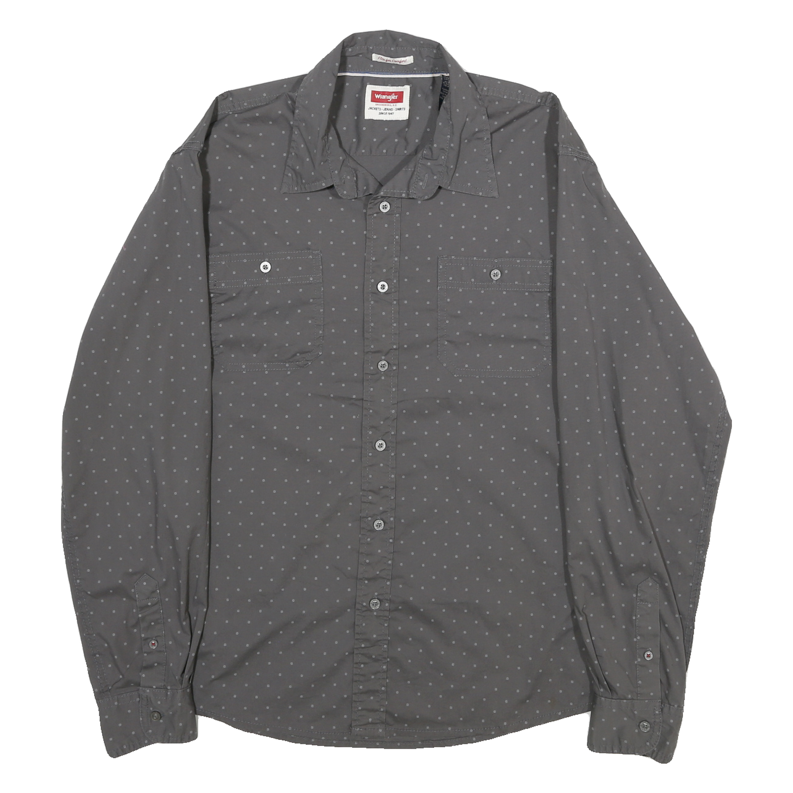 WRANGLER Mens Grey & Light Grey Shirt L Cotton Blend Long Sleeve Casual Refurbished - N/A refurbished available on Cerqular