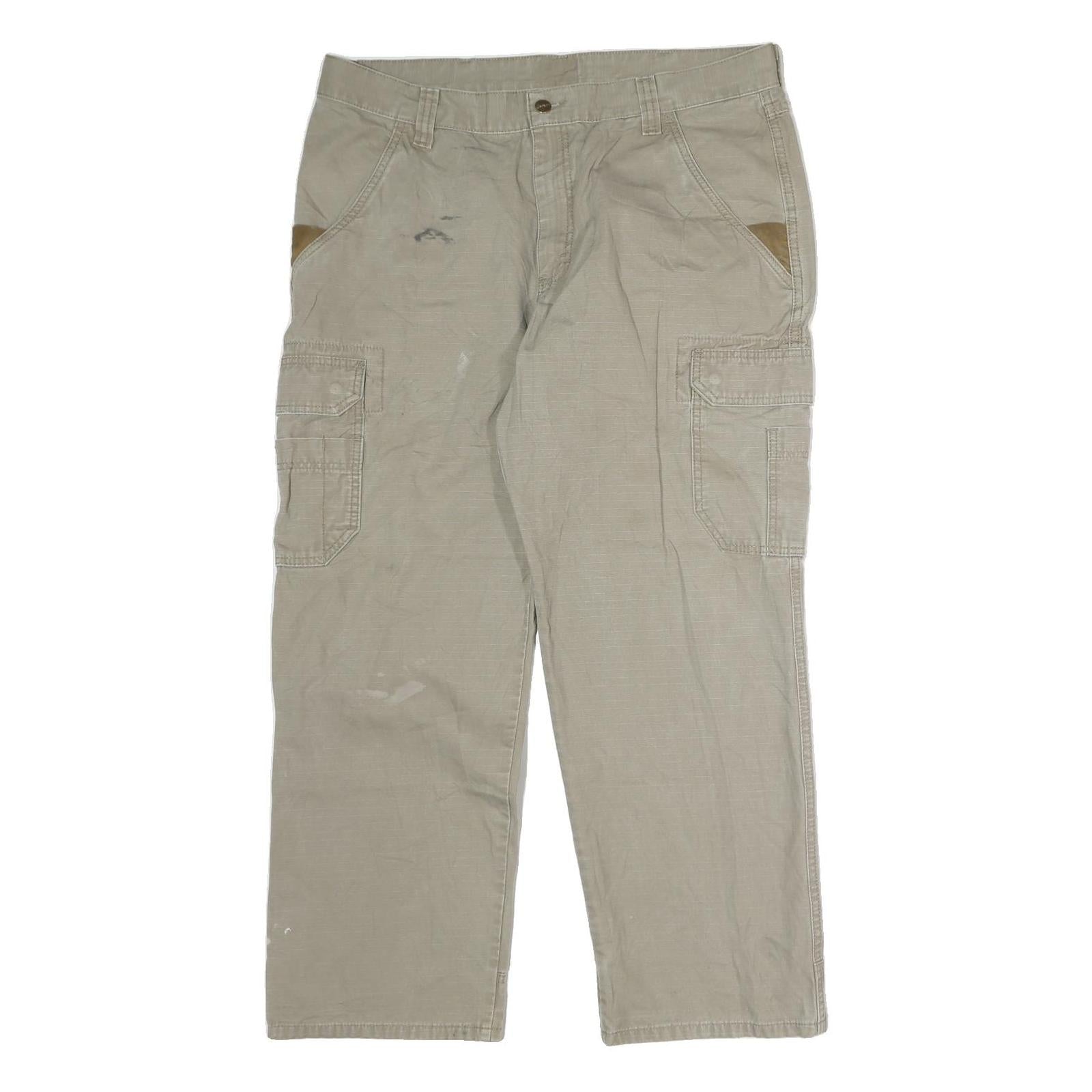 CARHARTT Mens Regular Fit Beige Cotton Cargo Trousers W36 L29 Workwear Utility Refurbished - N/A refurbished available on Cerqular