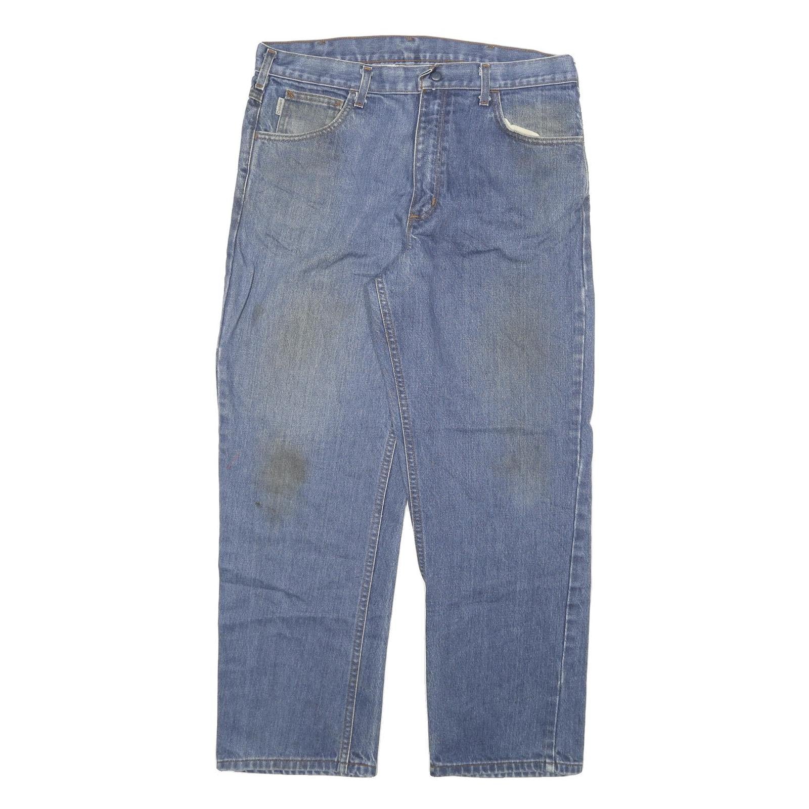 CARHARTT Mens Regular Fit Blue Denim Jeans W36 L30 Classic Cotton Blend Zip Refurbished - N/A refurbished available on Cerqular