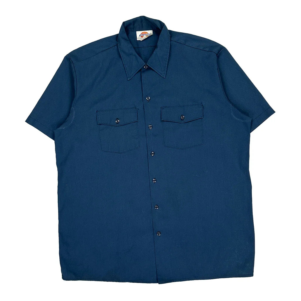 Dickies Short Sleeve Shirt - XL Blue Cotton Refurbished - Thrifted (note: this is a term often used to describe second- refurbished available on Cerqular