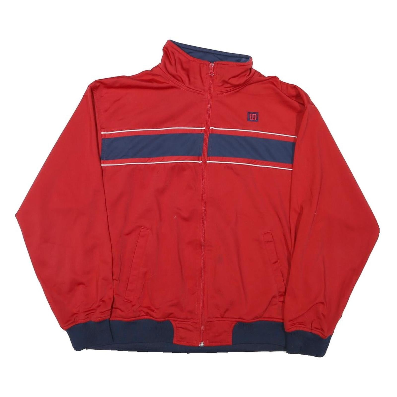 WILSON Mens Red & Navy Zip Jacket L Polyester Blend Plain Sport Casual Refurbished - N/A refurbished available on Cerqular