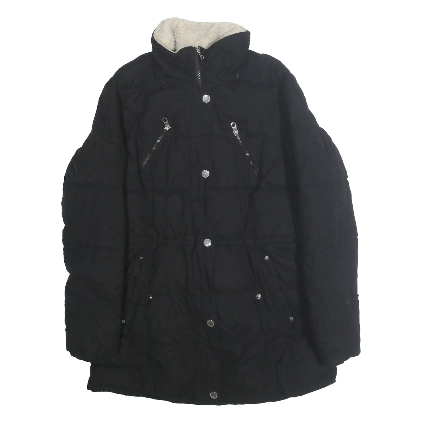 NAUTICA Womens Black Quilted Jacket M Polyester Blend Zip Warm Casual Outerwear Refurbished - N/A refurbished available on Cerqular