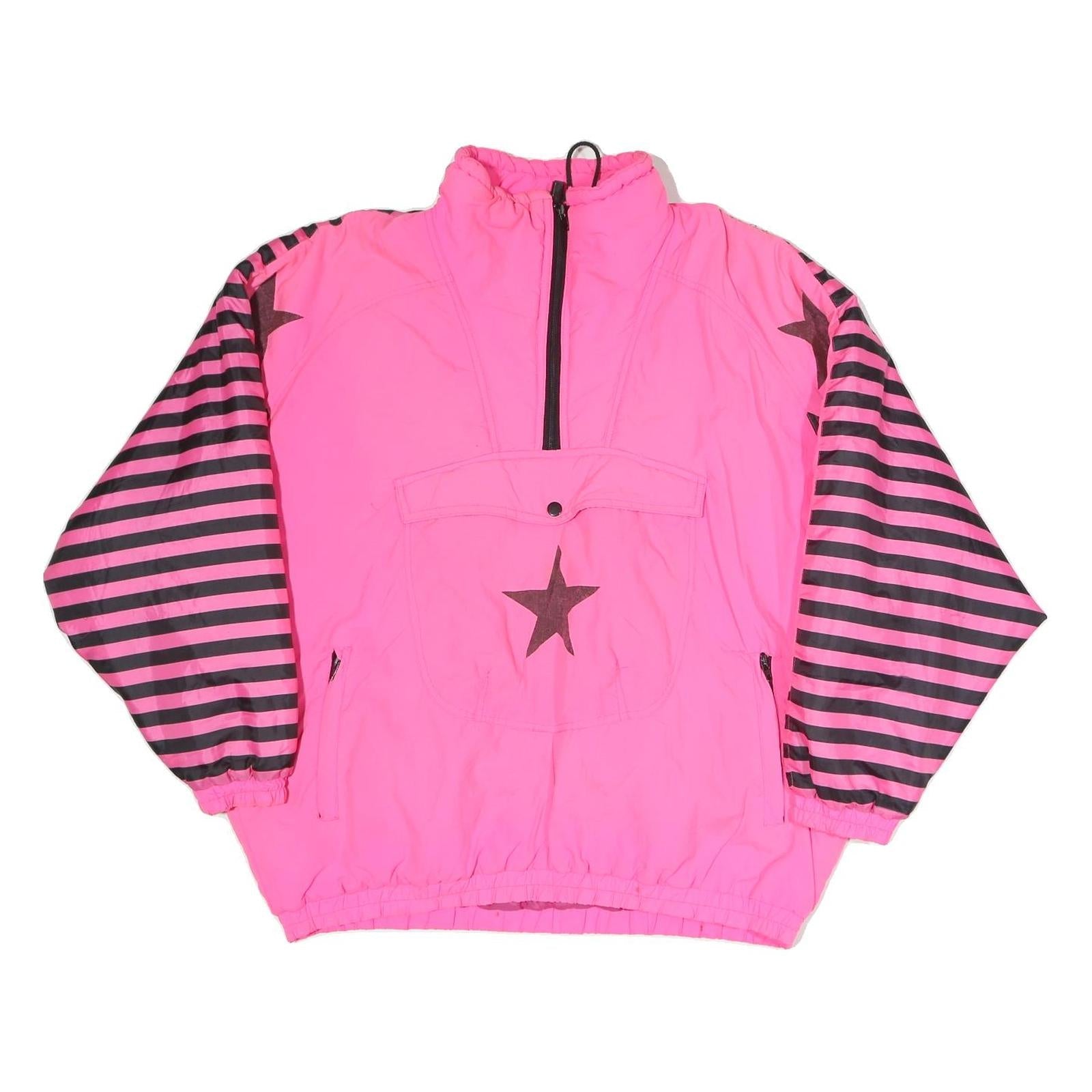 WINDS AND WAVES Womens Pink & Black Star Print Zip Jacket L Polyester Blend Refurbished - N/A refurbished available on Cerqular