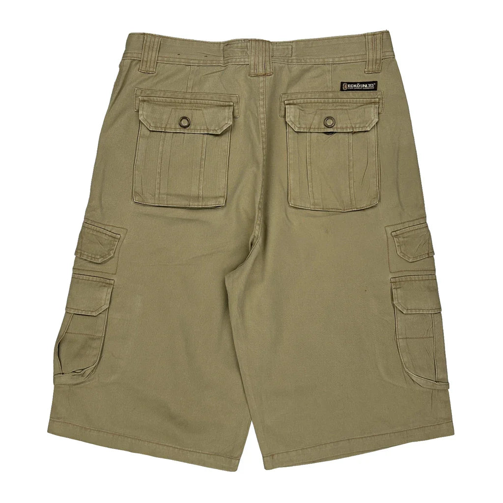 Ecko Unltd Cargo Shorts - 36W 12L Khaki Cotton Refurbished - Thrifted (note: this is a term often used to describe second- refurbished available on Cerqular