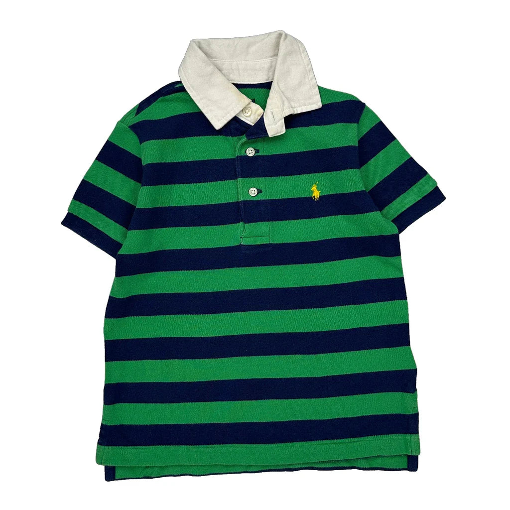 Age 3 Polo By Ralph Lauren Striped Polo Shirt - 2XS Green Cotton Refurbished - Thrifted (note: this is a term often used to describe second- refurbished available on Cerqular