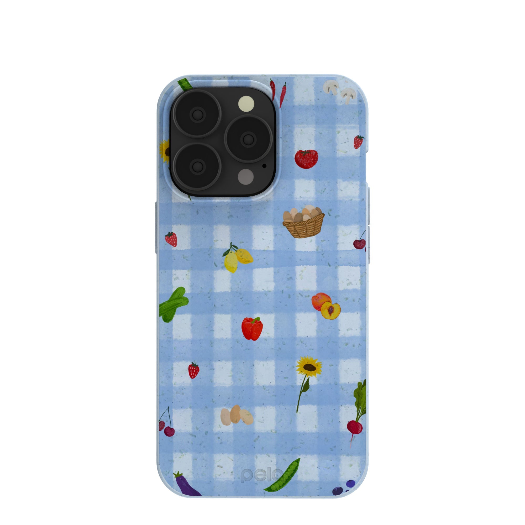 Powder Blue Gingham Farmhouse iPhone 13 Pro Case Refurbished - Pela Case refurbished available on Cerqular