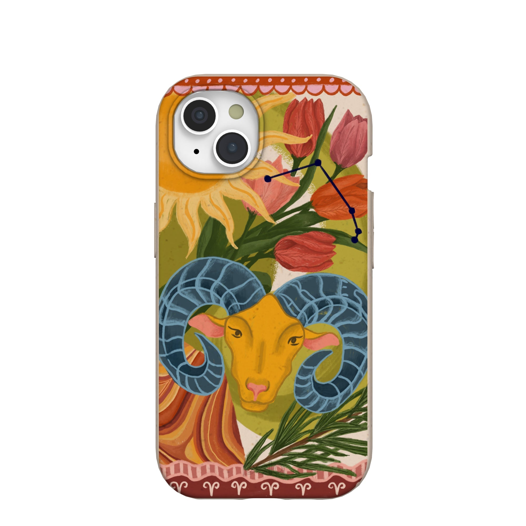 Seashell Aries Ram iPhone 15 Case Refurbished - Pela Case refurbished available on Cerqular