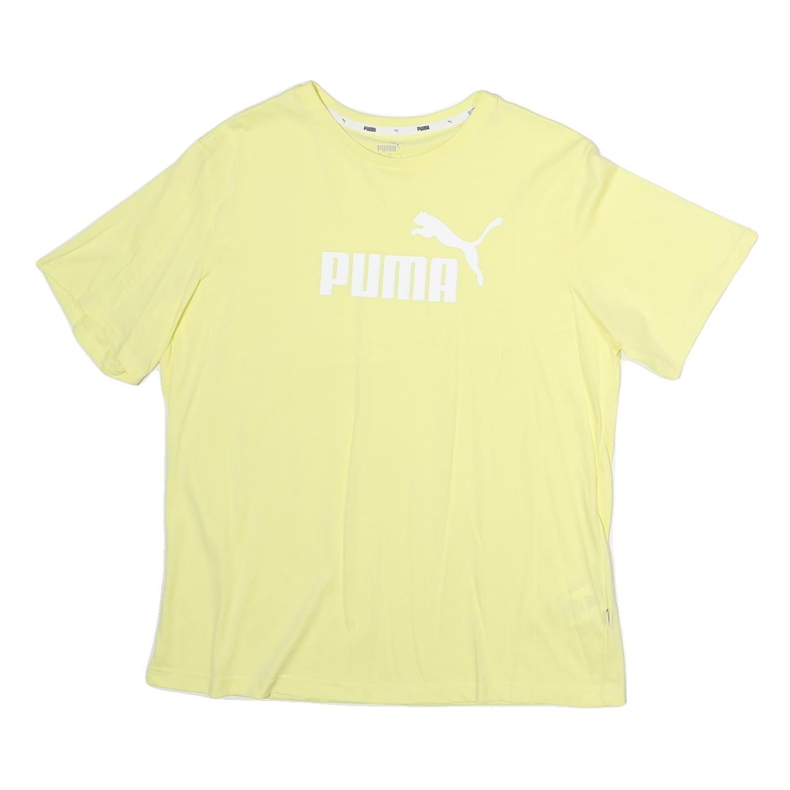 PUMA Mens Yellow L Cotton T-Shirt Short Sleeve Crew Neck Logo Graphic Print Refurbished - N/A refurbished available on Cerqular