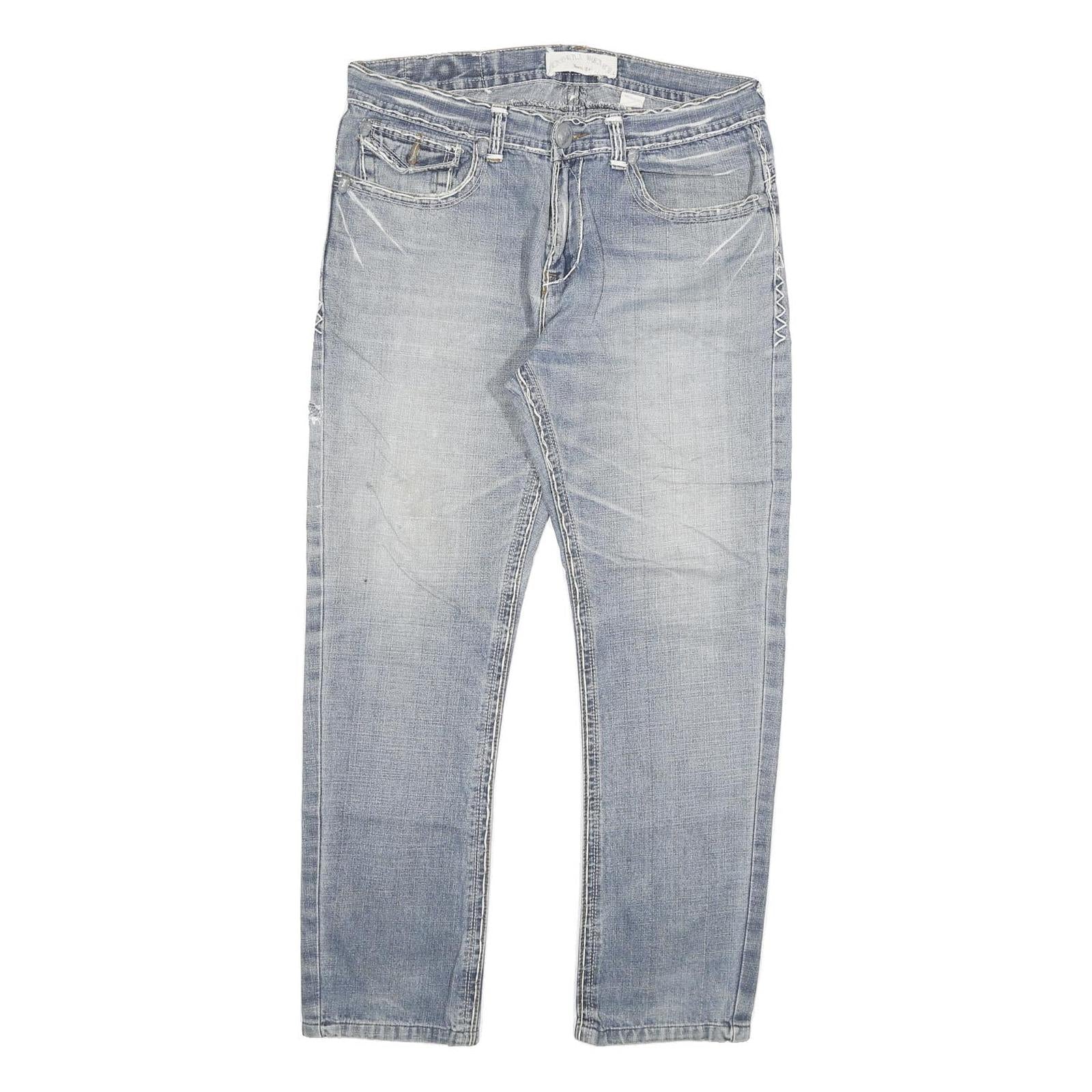 Mens Slim Blue Denim Jeans W32 L28 Cotton Blend Zip Classic Casual Stylish Refurbished - N/A refurbished available on Cerqular