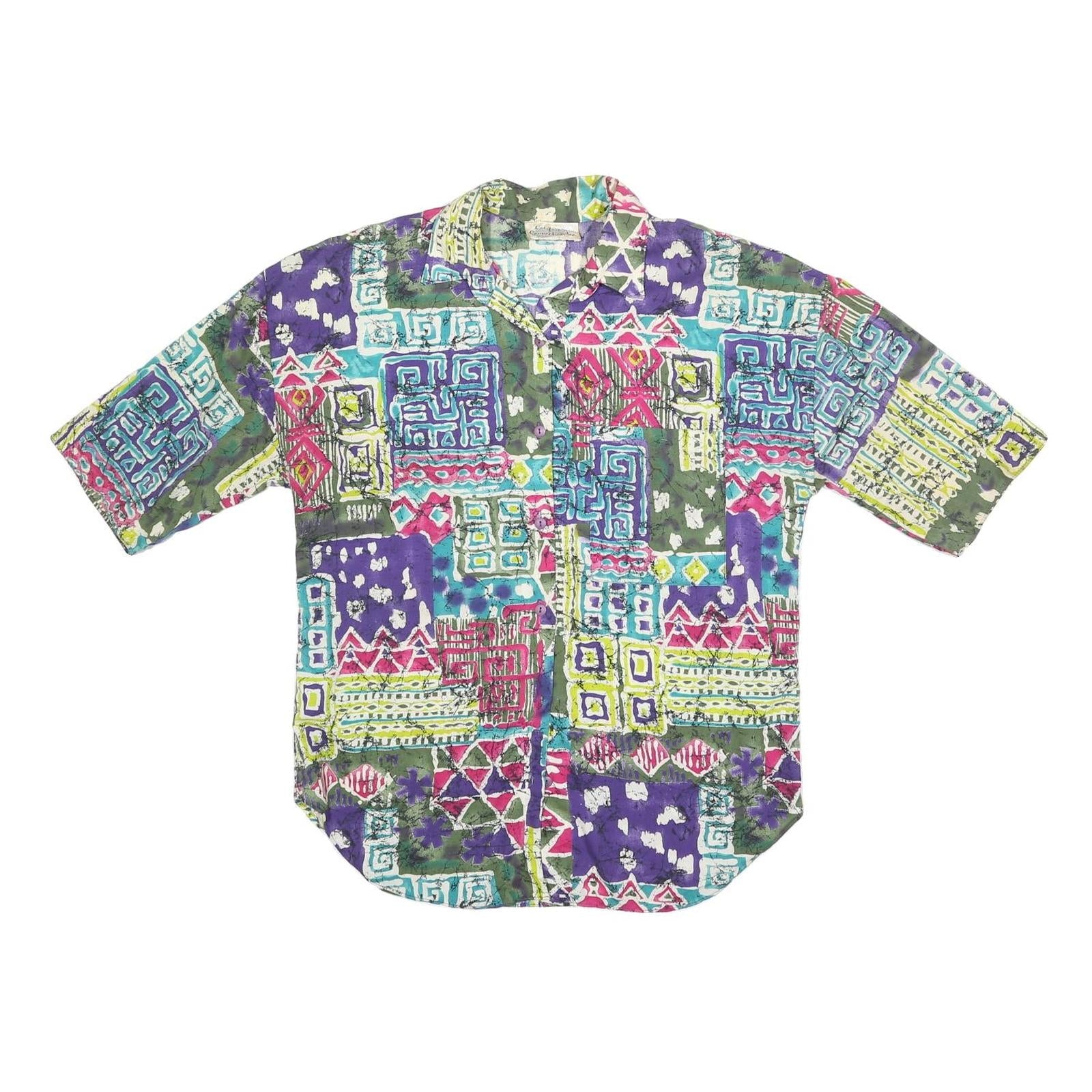CALIFORNIA CONNECTION Womens Printed Button Shirt Short Sleeve Collar L Summer Refurbished - N/A refurbished available on Cerqular