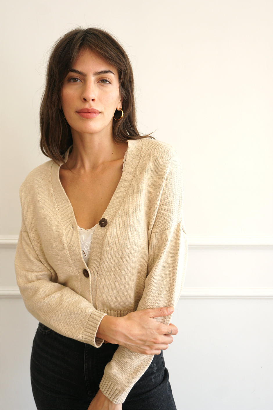 Diana Cardigan in Sand | Size: XXL Refurbished - N/A (Paneros is not a known clothing brand. It is possible refurbished available on Cerqular