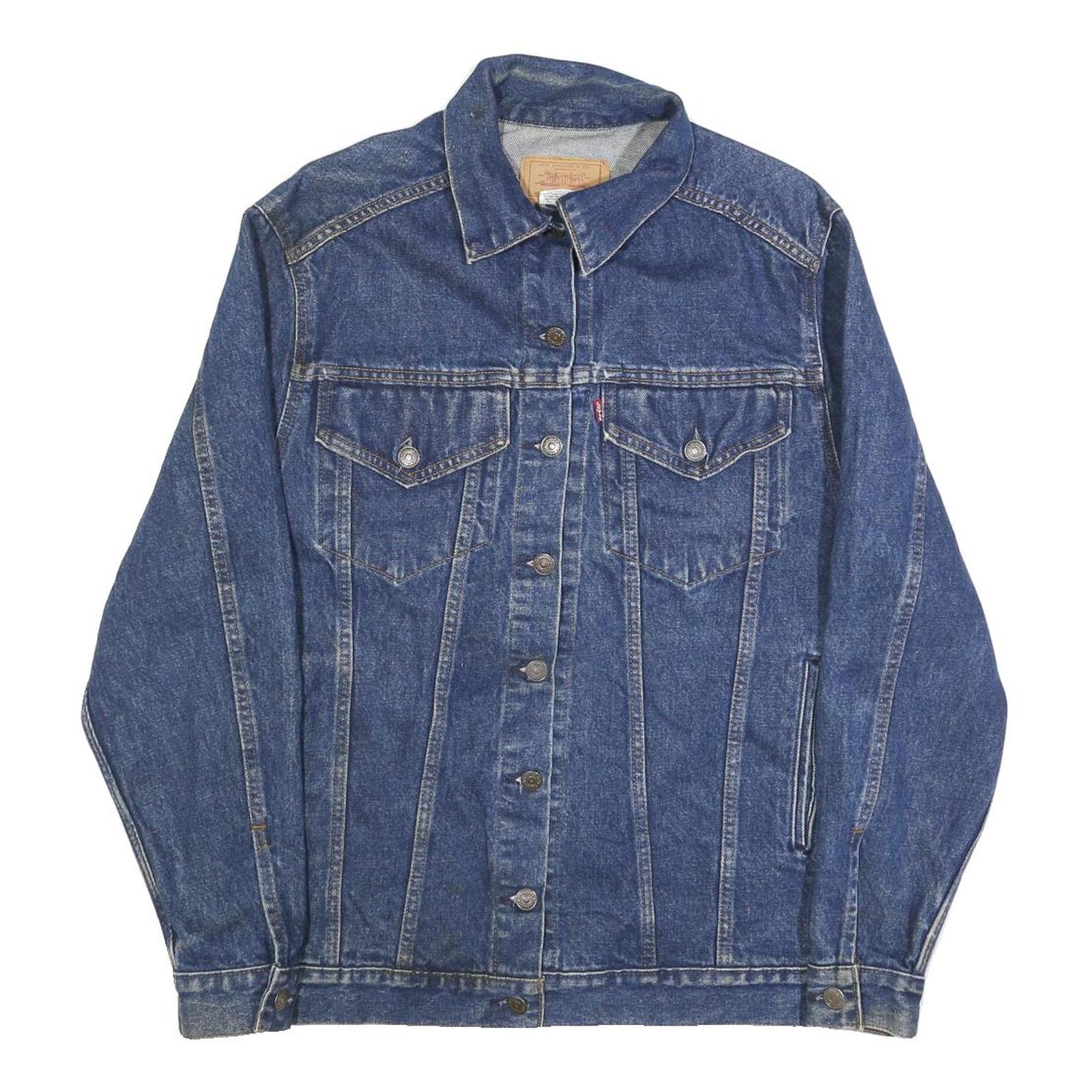 LEVI'S Womens Blue Denim Jacket M Cotton Button Plain Classic Fit Western Style Refurbished - N/A refurbished available on Cerqular